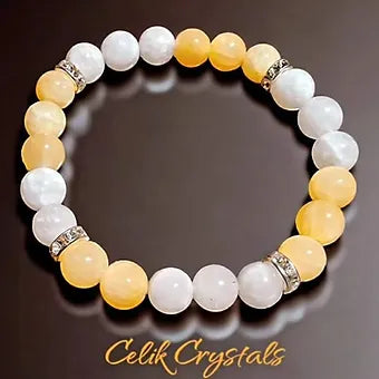 Moonstone Bracelet With Yellow Calcite healing Bracelet
