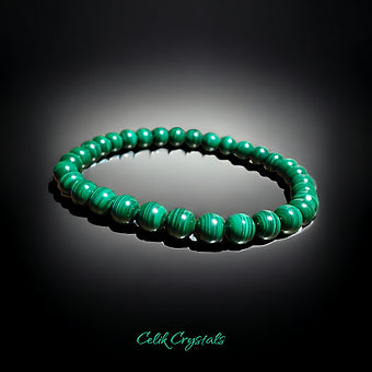 Malachite Bracelet Extremely Rare Natural Stones Stretch Crystal Bracelet Unisex