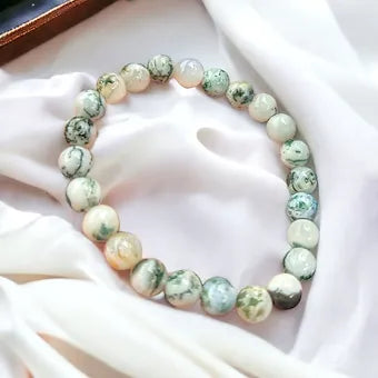 Tree Agate Bracelet Natural Stones 8mm Stretches Healing Bracelet