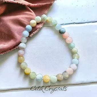 Morganite Bracelet Natural Stones Bead Stretch bracelet