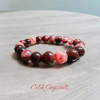 Red Tiger Eye and Fire Quartz Bracelet