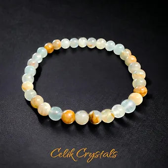 Blue onyx bracelet stretches unisex fit