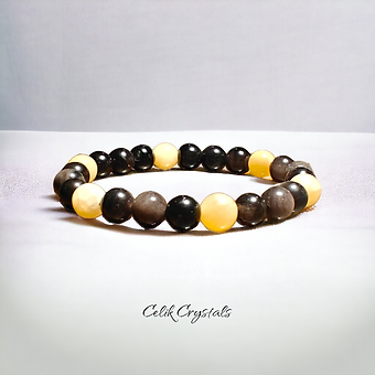 Silver Obsidian Honey Calcite Bracelet 8mm