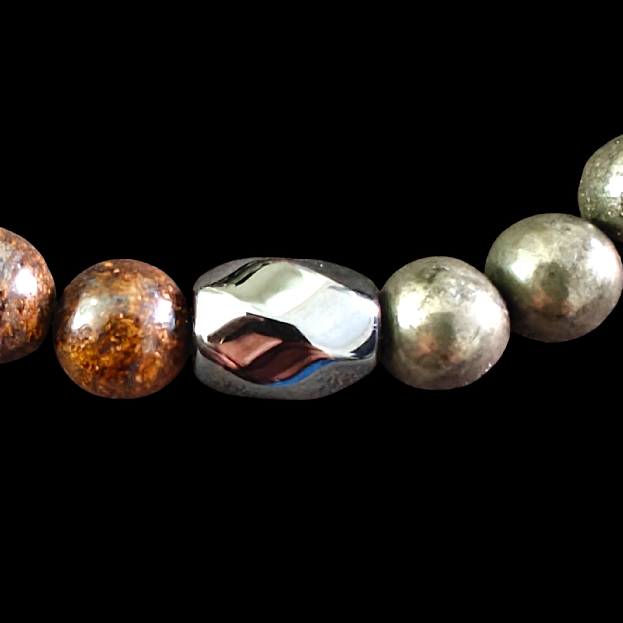 Bronzite Hematite and Pyrite Bracelet Natural Stones 8mm Stretches