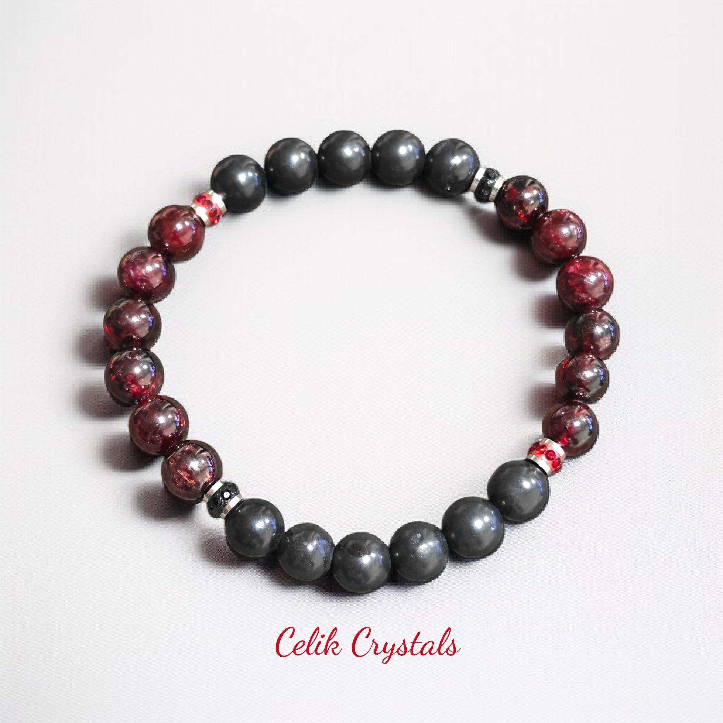 Shungite & Garnet Bracelet 8mm Unisex