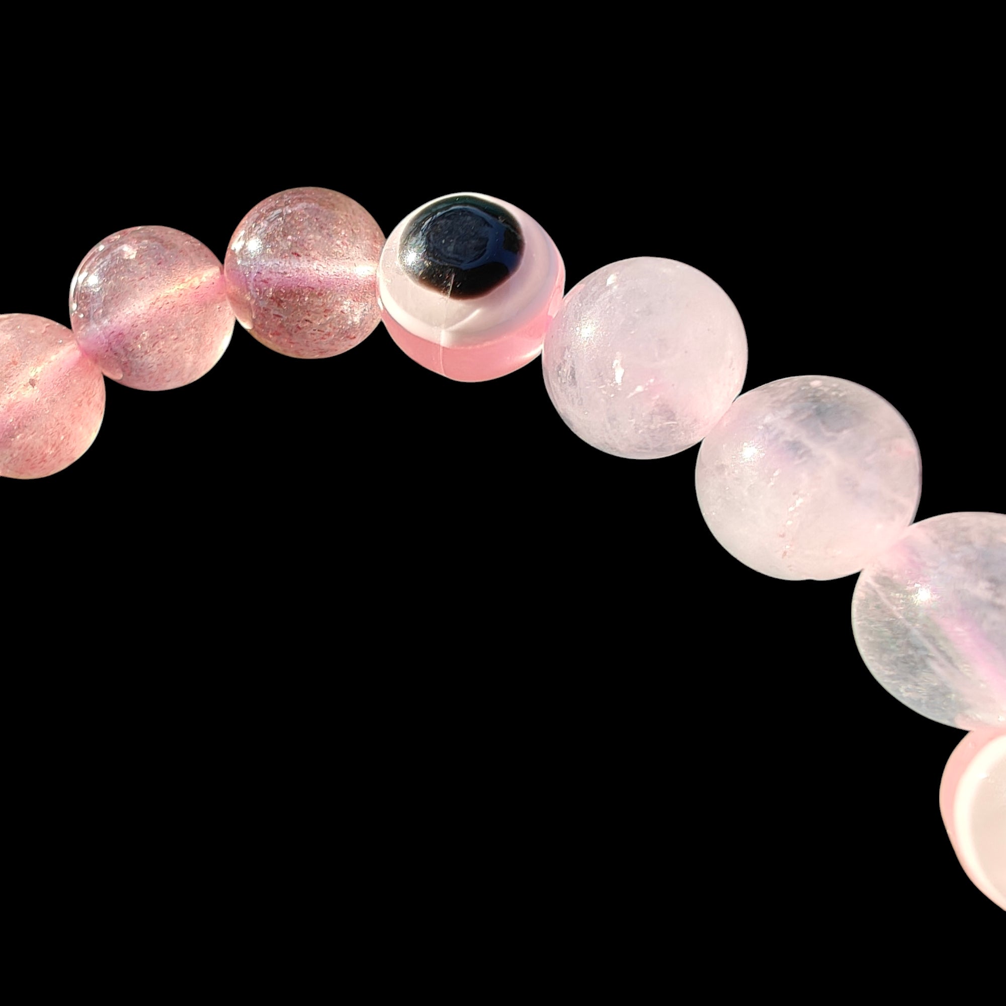 Pink Evil Eye Stretch Bead Bracelet 8mm