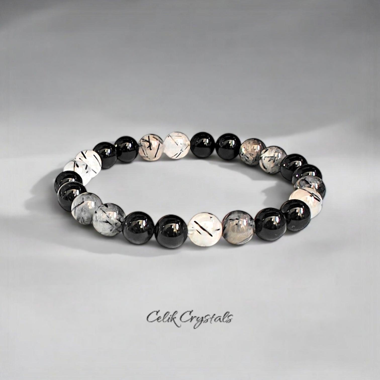 Black Tourmaline Bracelet With Black Tourmaline Quartz Crystal Healing Bracelet 8mm Natural Stones Stretches Unisex Bead Bracelet