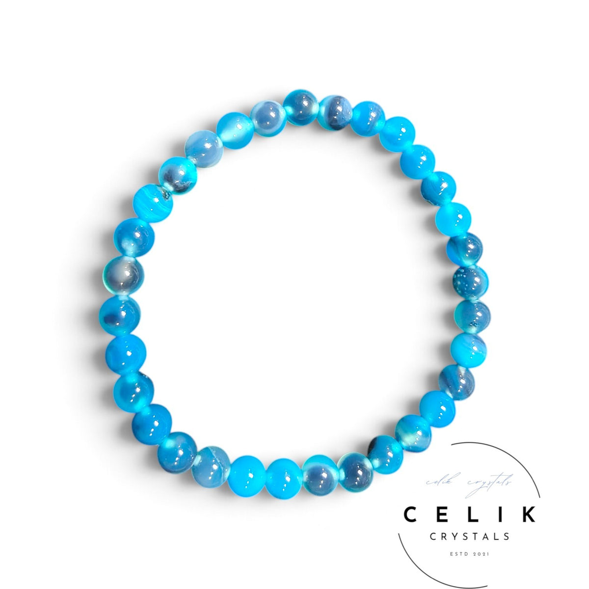 Blue Sugar Heart Agate Bracelet Unisex