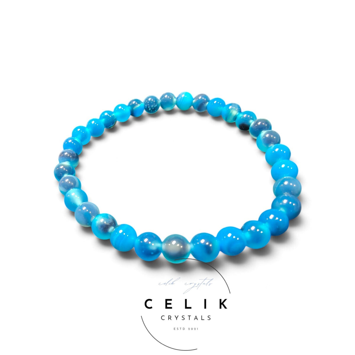 Blue Sugar Heart Agate Bracelet Unisex