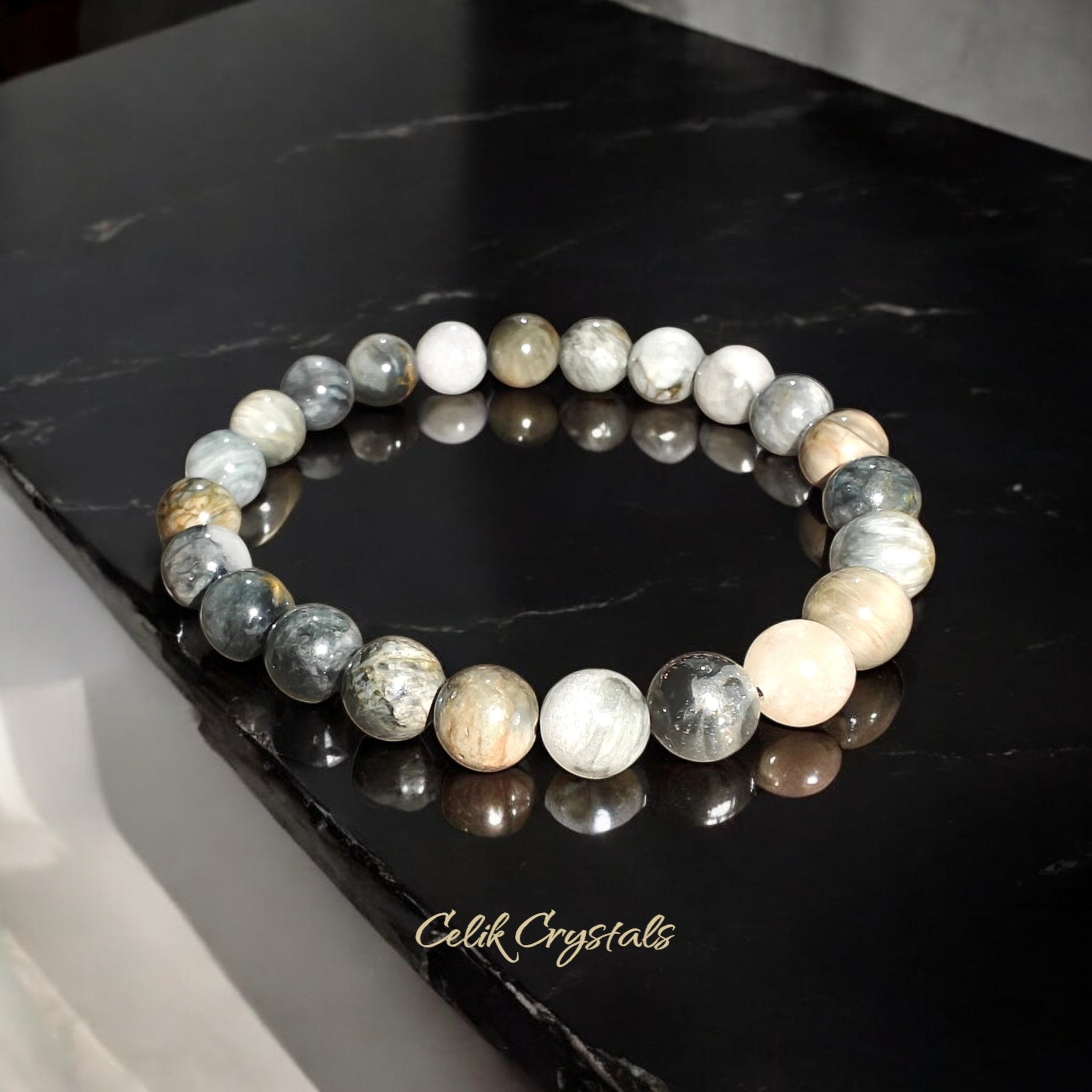 Eagle Eye Bracelet Natural Stones Stretch Crystal Bead Bracelet