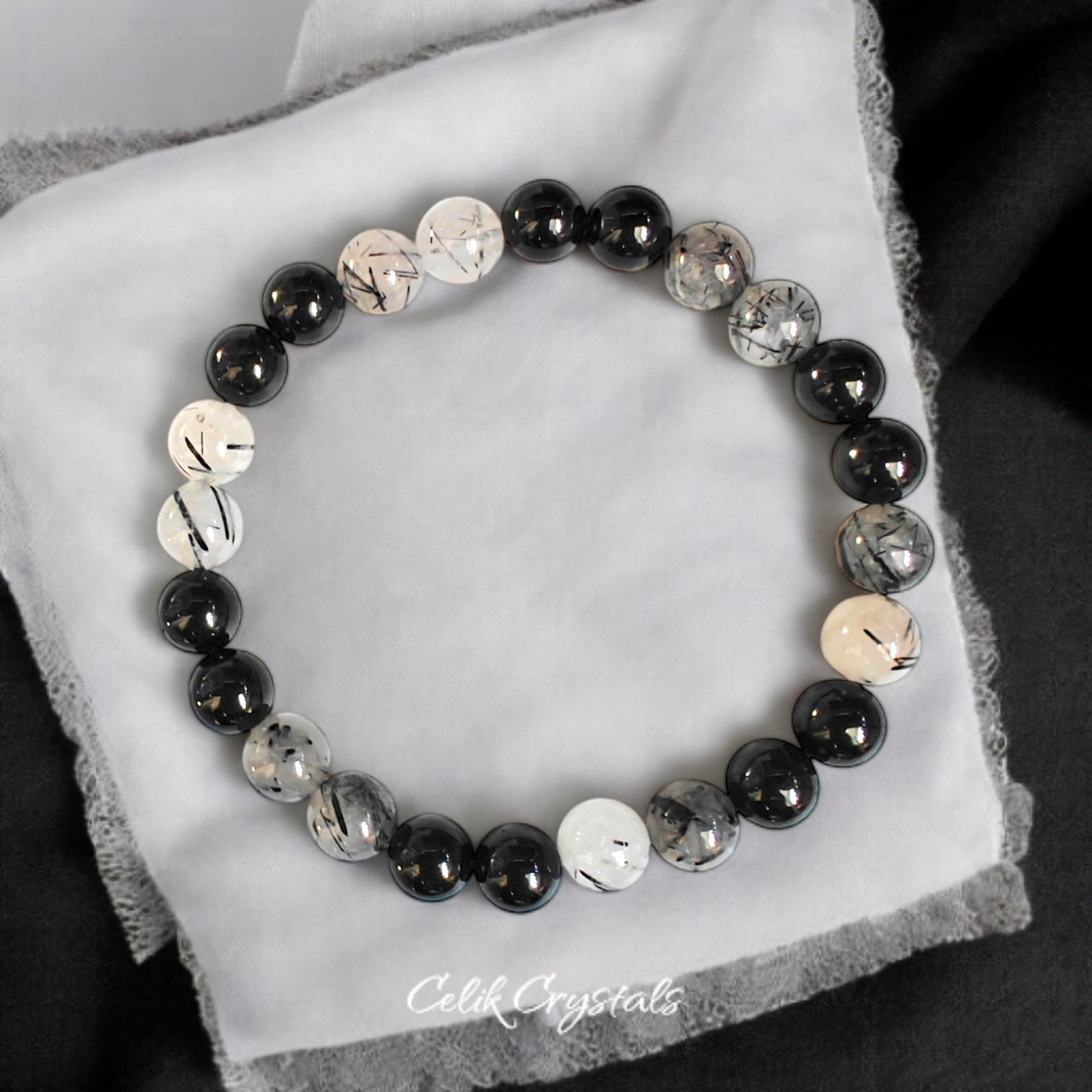 Black Tourmaline Bracelet With Black Tourmaline Quartz Crystal Healing Bracelet 8mm Natural Stones Stretches Unisex Bead Bracelet