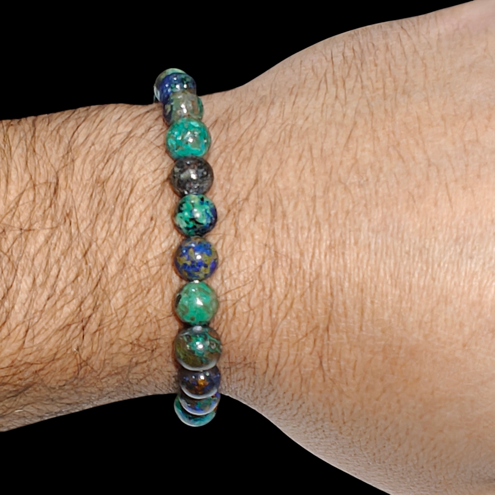 Genuine Azurite Bracelet 7-8mm Crystal Beads Authentic Stones