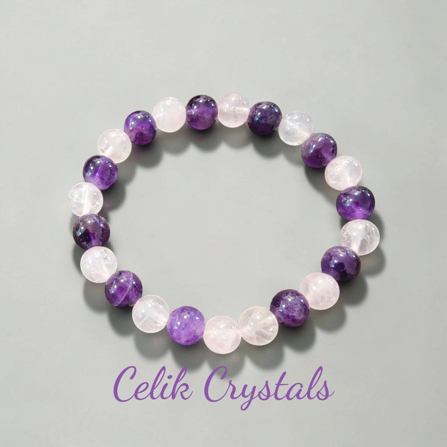 Rose Quartz Amethyst Bracelet 8mm