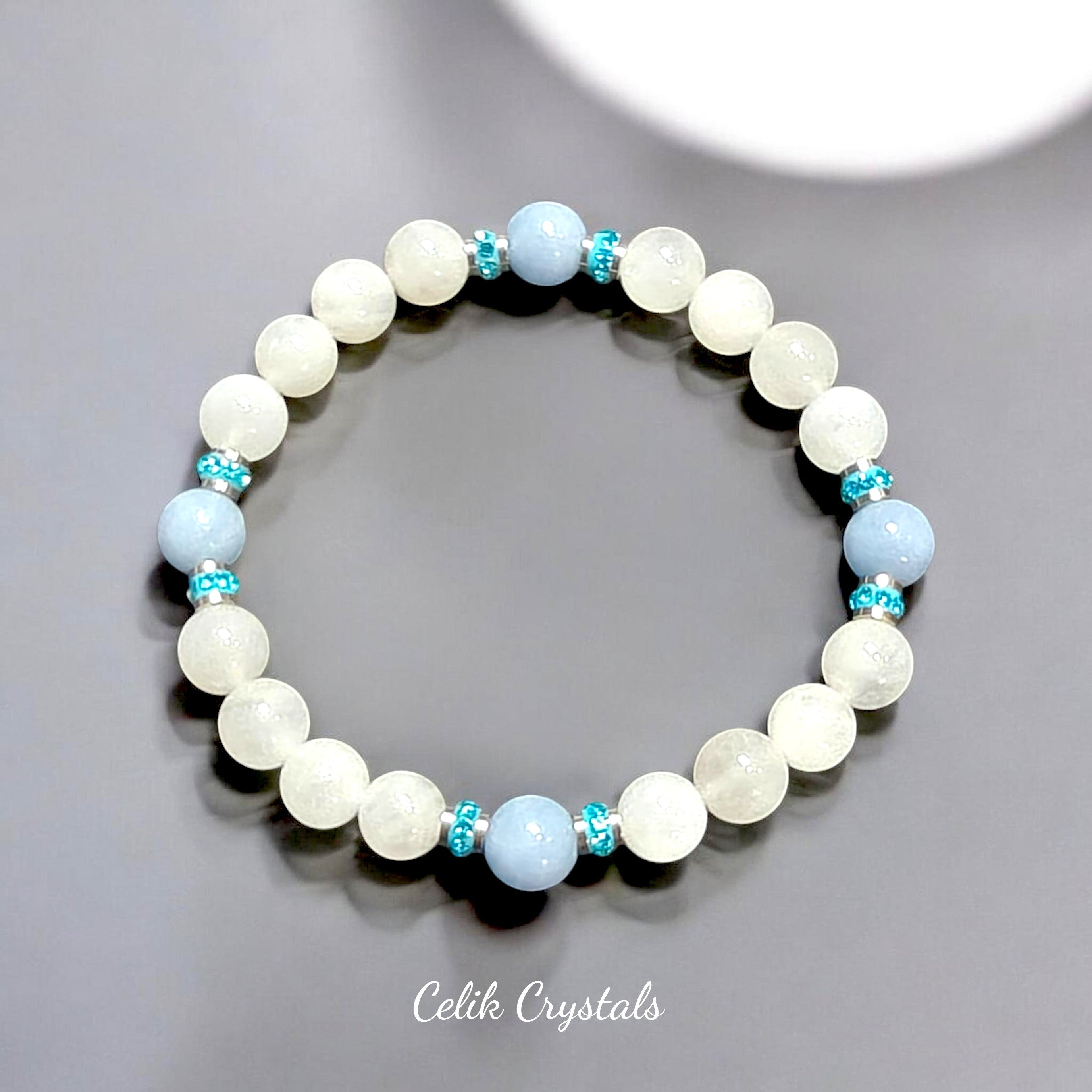 Angelite Moonstone Bracelet 8mm