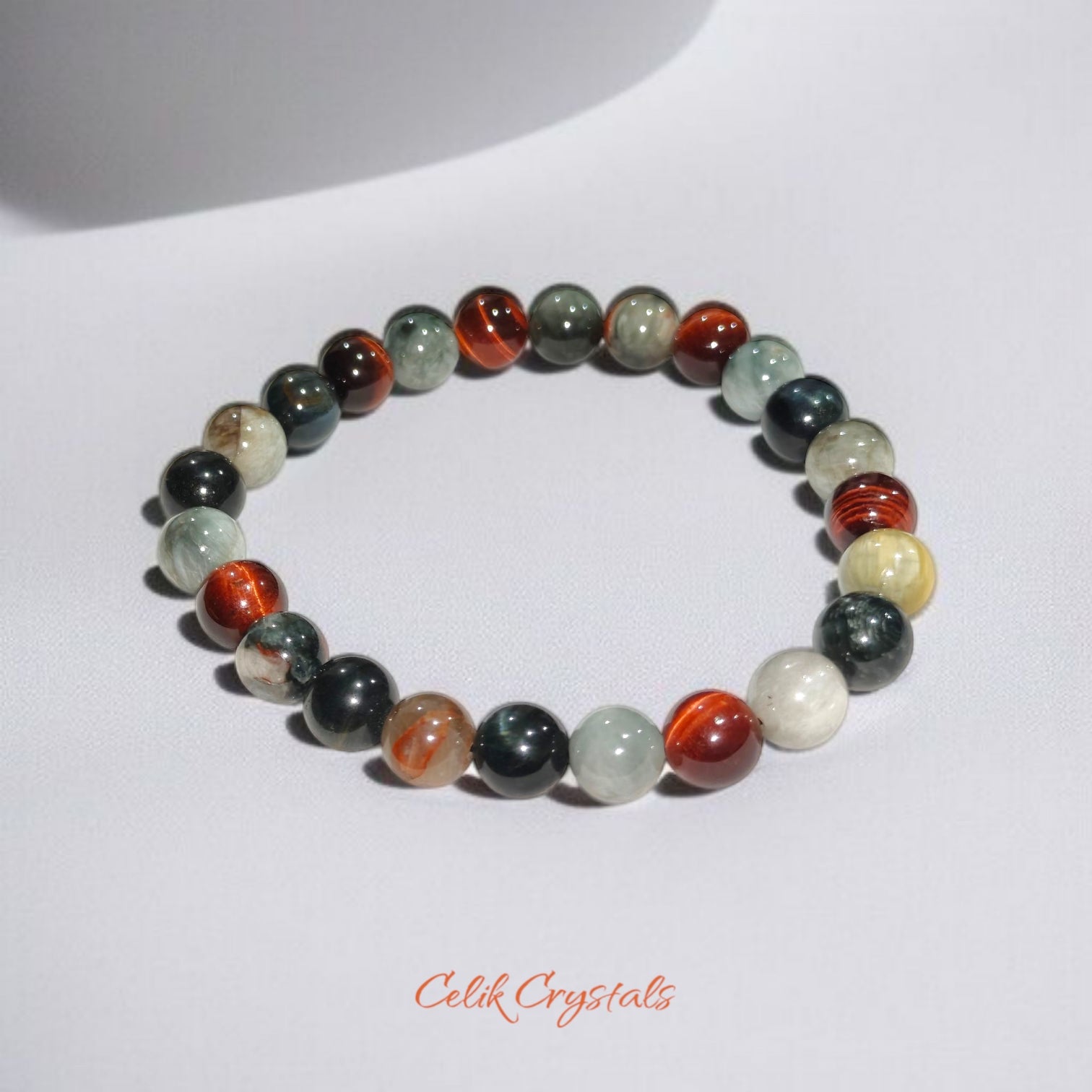 Eagle Eye And Tiger Eye Bead Bracelet Natural Stones 8mm Stretches Unisex Healing Crystal Bracelet