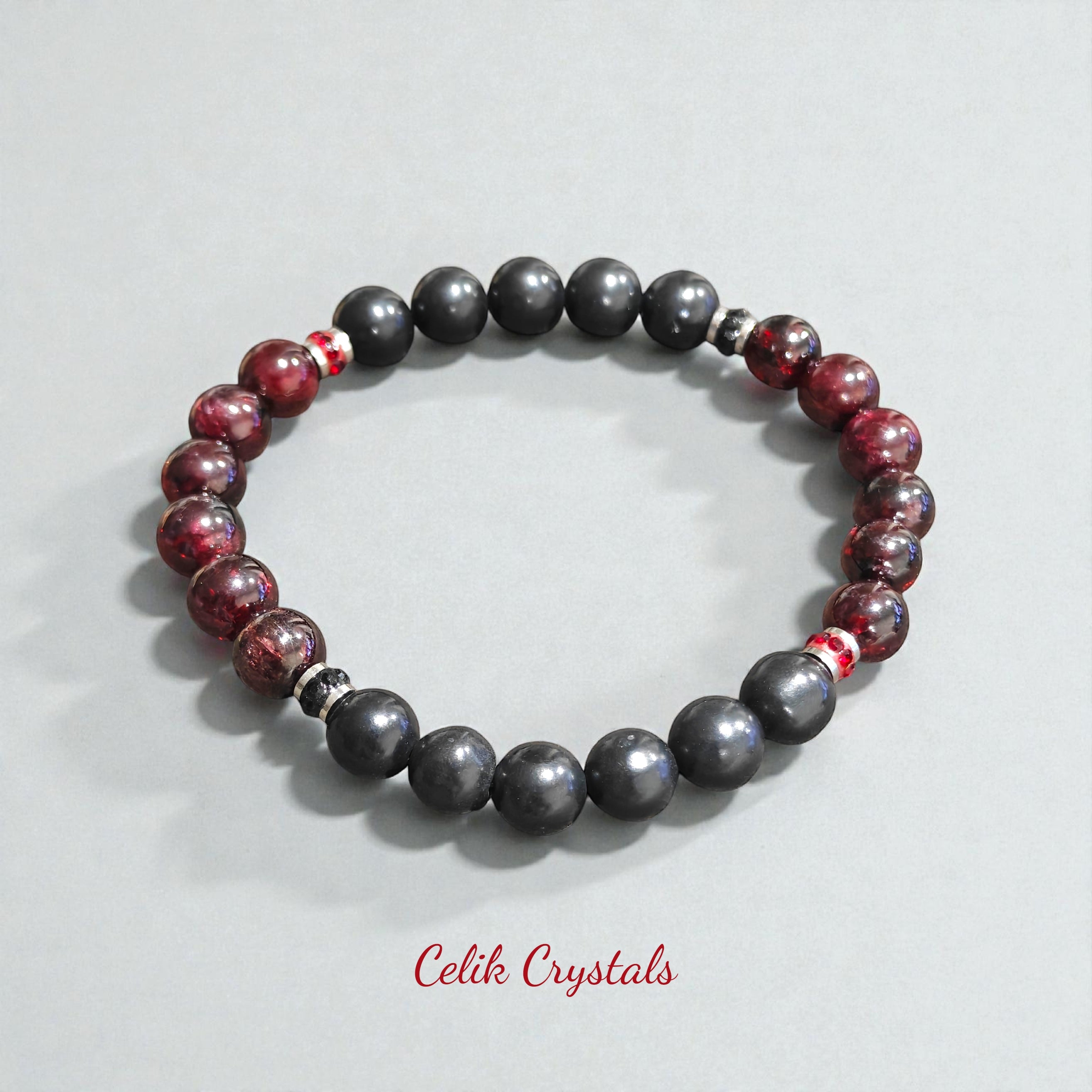 Shungite & Garnet Bracelet 8mm Unisex