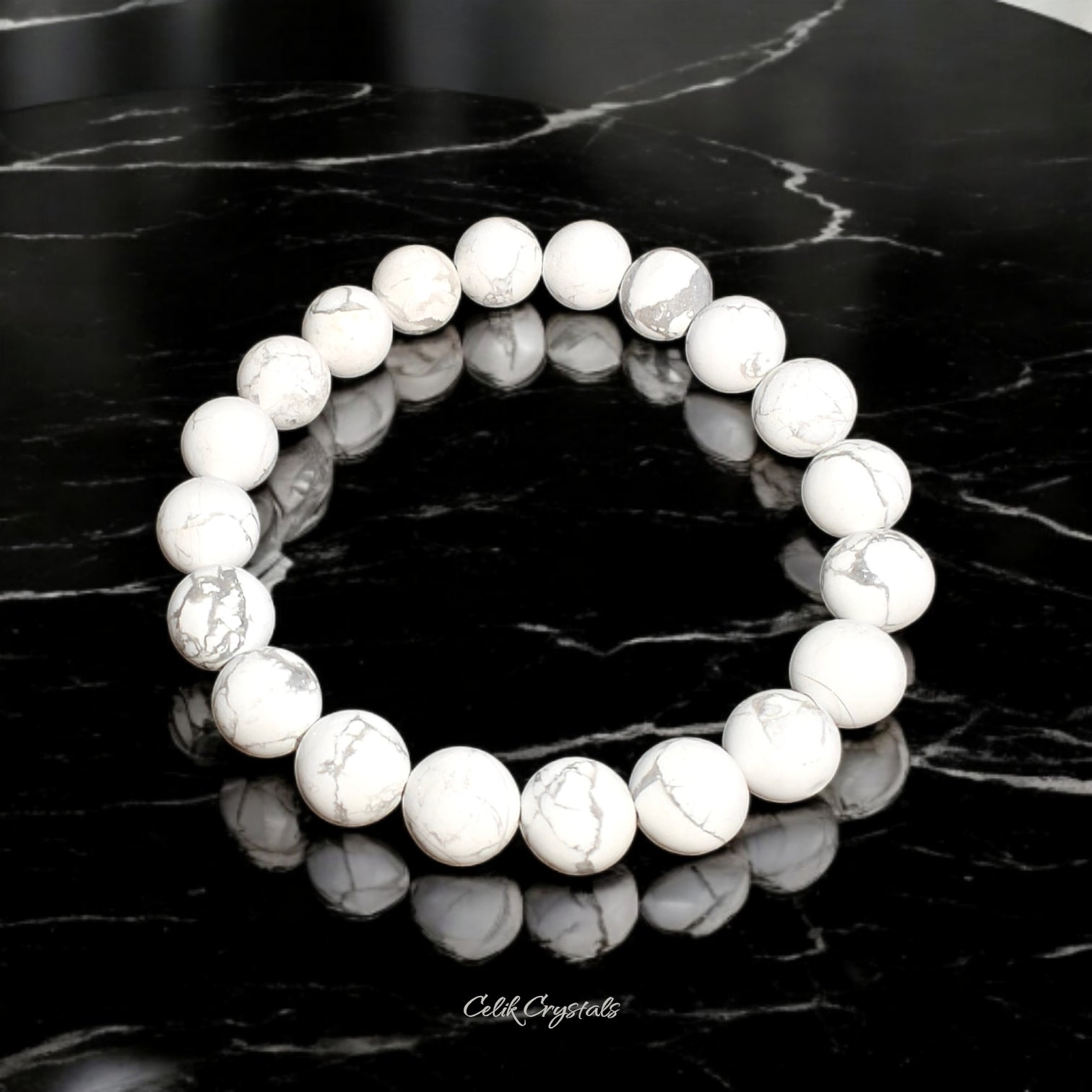 Howlite Bracelet Natural Stones Stretch Crystal Bead Bracelet