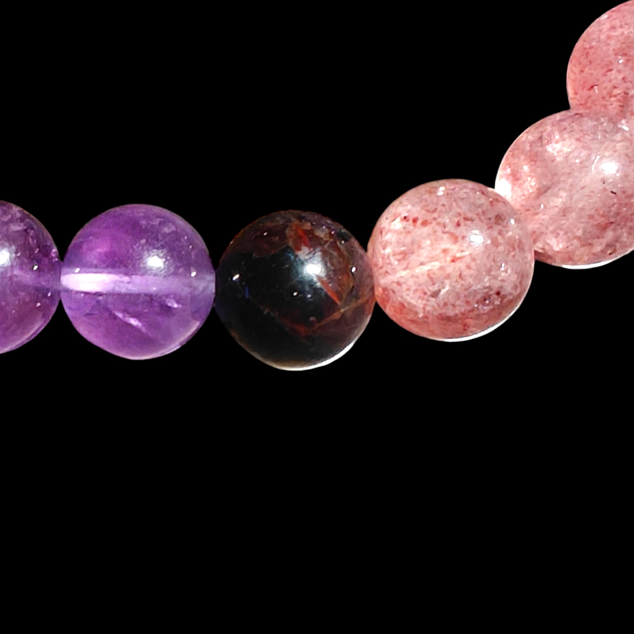 Strawberry Quartz, Amethyst and Garnet Crystal Beads Bracelet 8mm