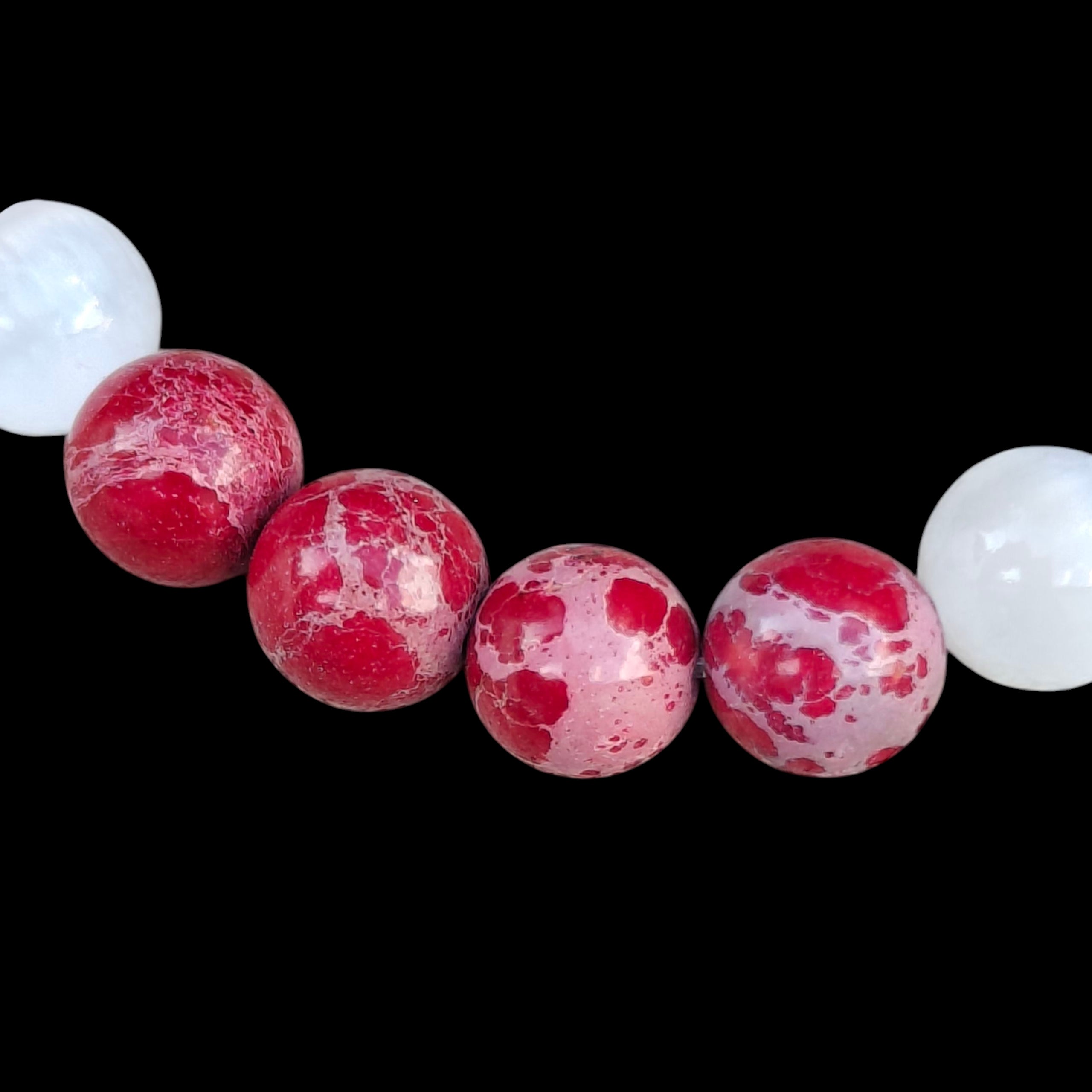 Carnelian, Red Imperial Jasper and Selenite Bracelet 8mm