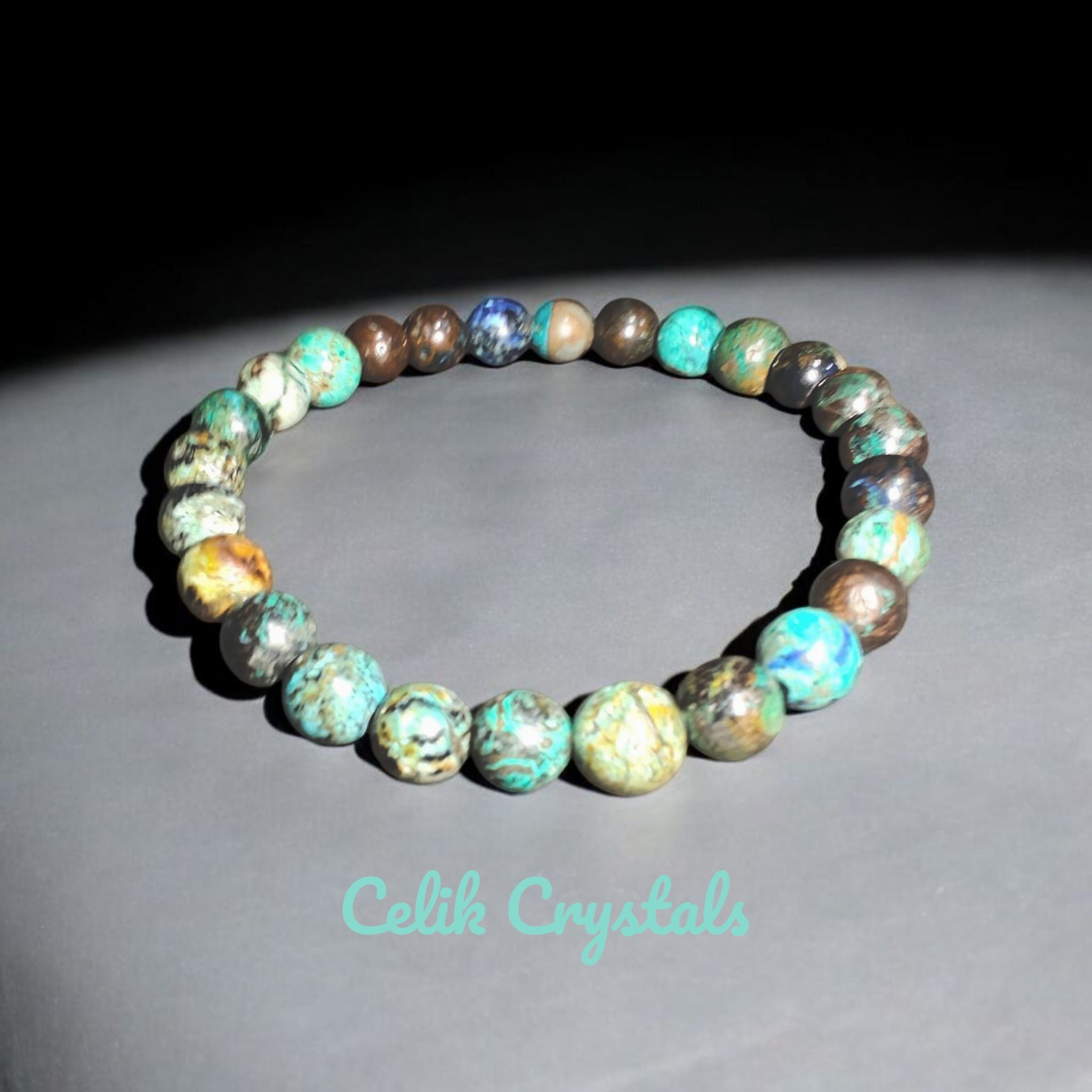 Genuine Azurite Bracelet 7-8mm Crystal Beads Authentic Stones