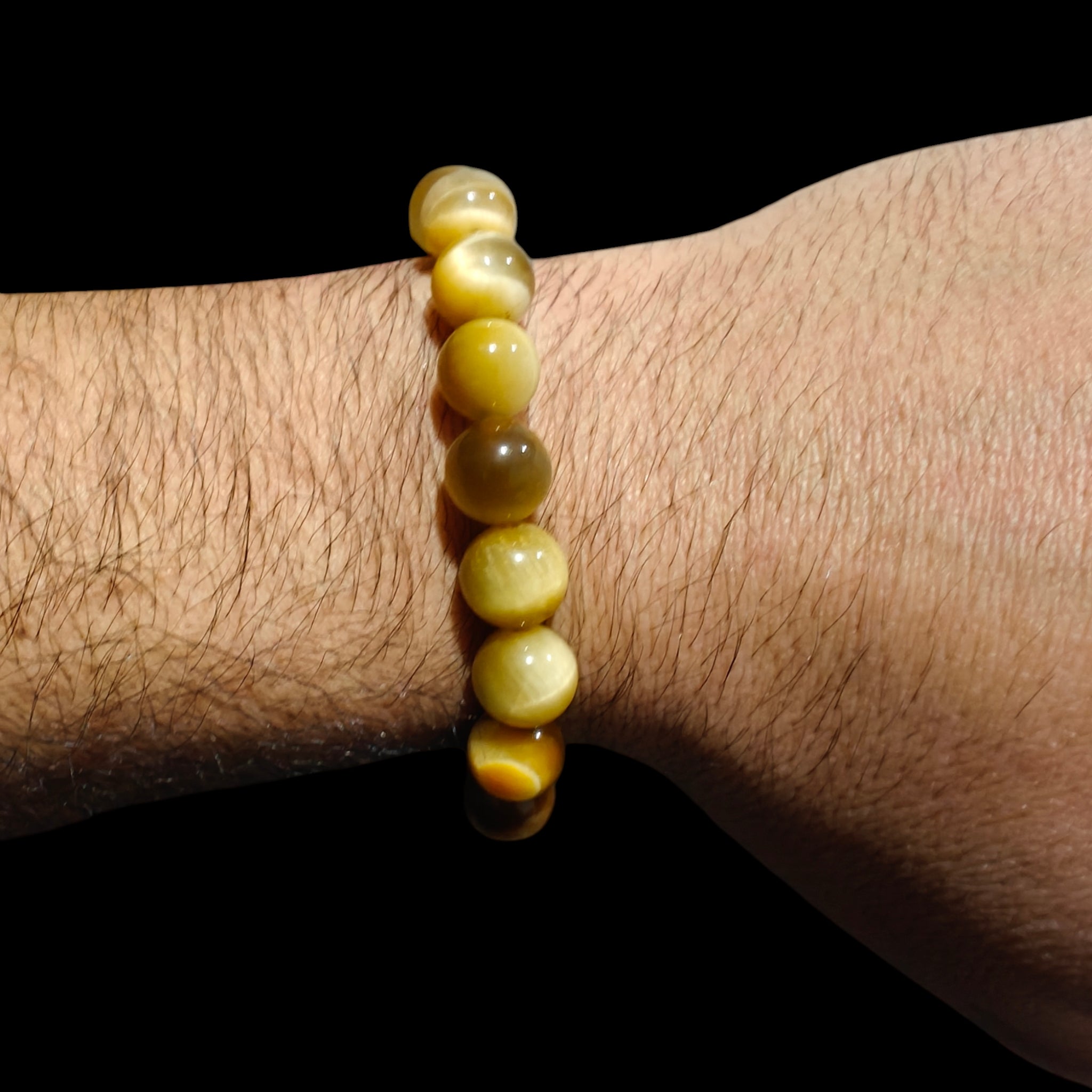 Yellow Tiger's Eye Bracelet Natural Stones Stretch Crystal Bead Bracelet