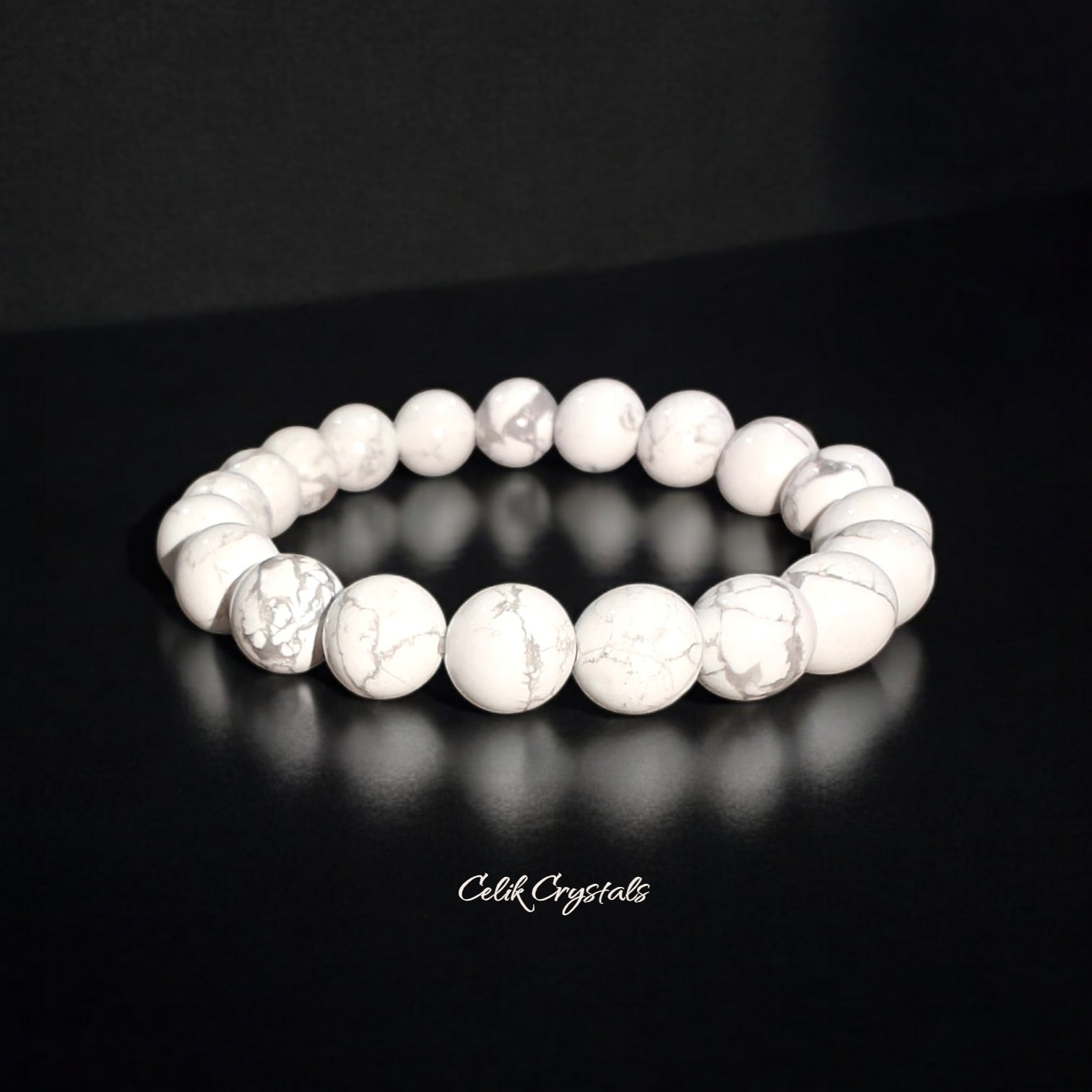 Howlite Bracelet Natural Stones Stretch Crystal Bead Bracelet