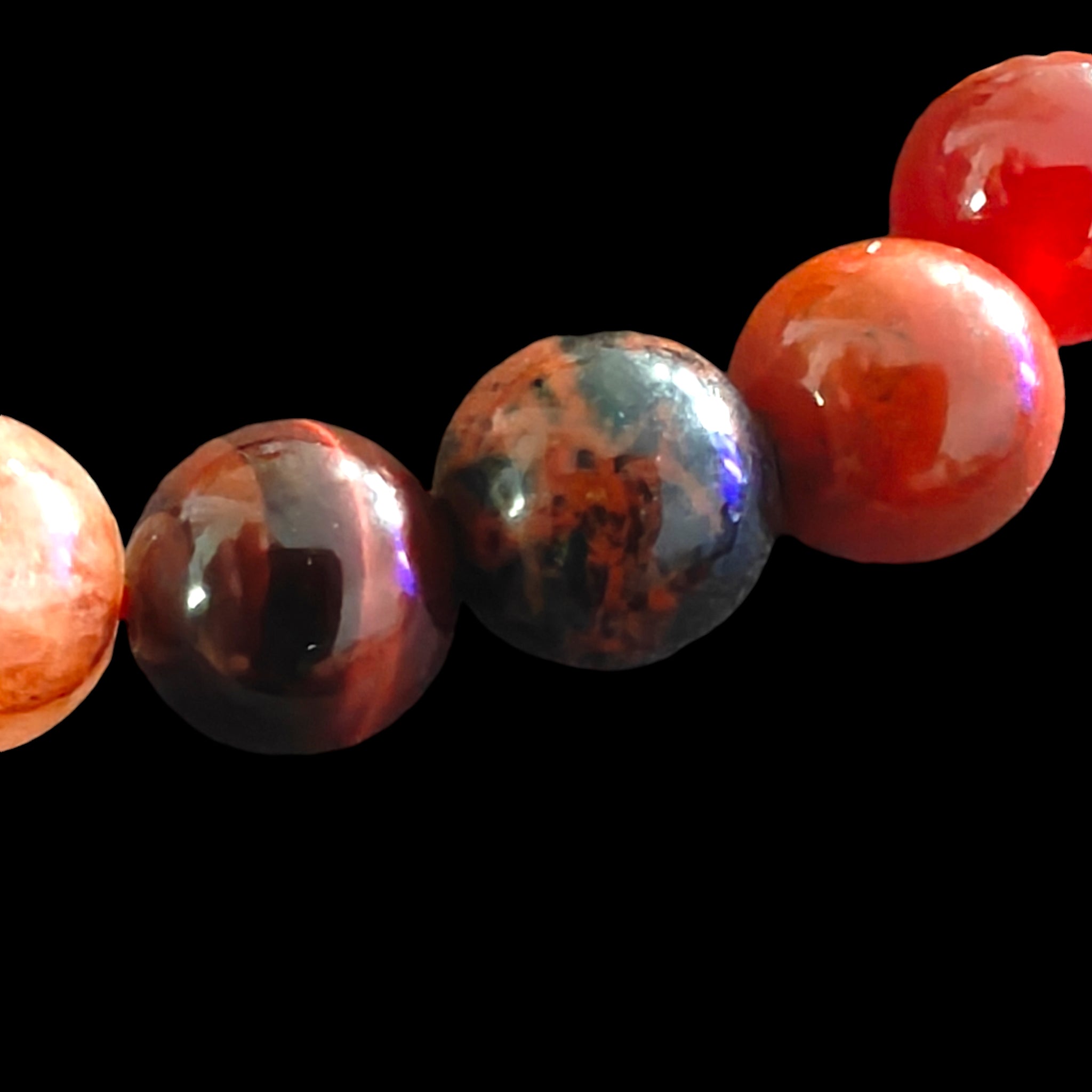 Red Crystal Bracelet with Red Tiger Eye, Carnelian, Mahogany Obsidian, Red Jasper and Fire Quartz