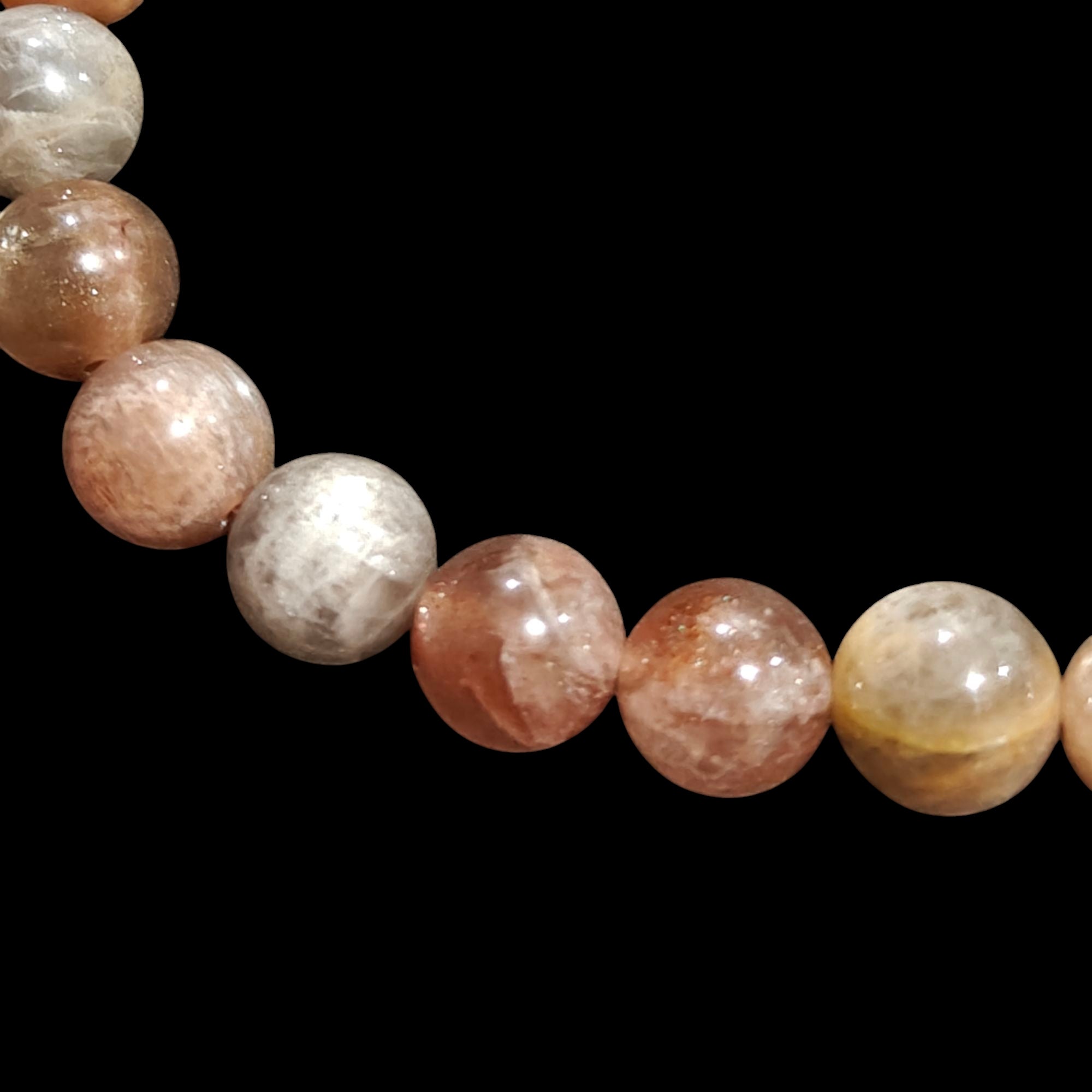 Black Skeletal Moonstone Bracelet with 8mm beads and Natural Stones Stretches Unisex Healing Crystal Bracelet