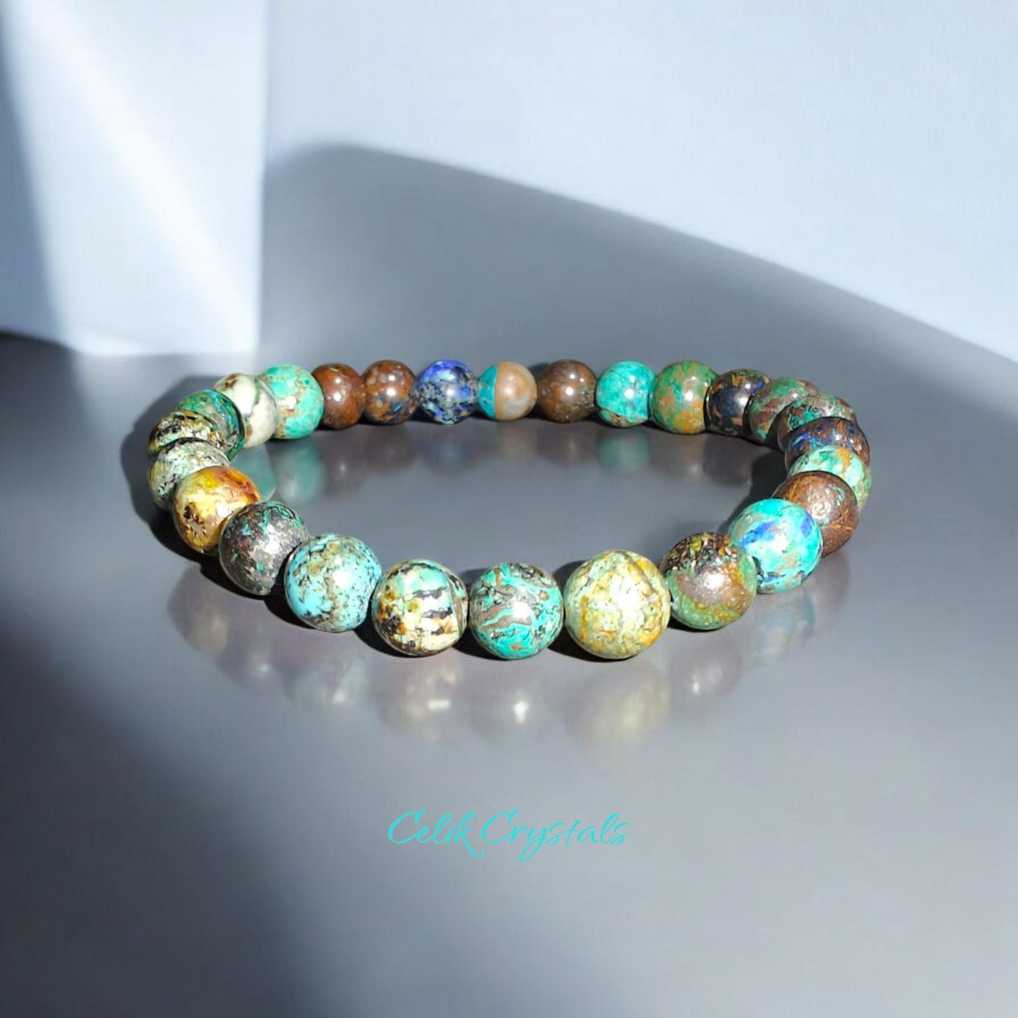 Genuine Azurite Bracelet 7-8mm Crystal Beads Authentic Stones