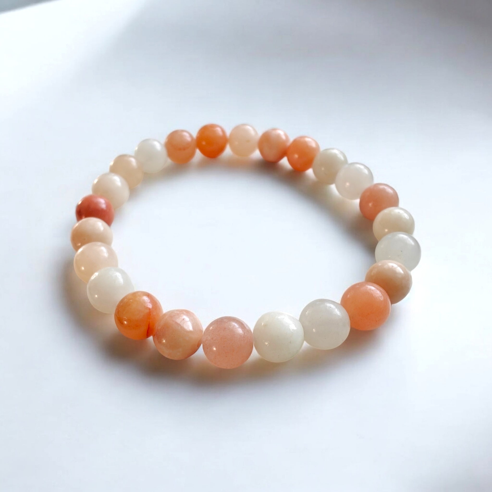 Peach Aventurine Bracelet Natural Stones 8mm Stretches Unisex Healing Bracelet Handmade