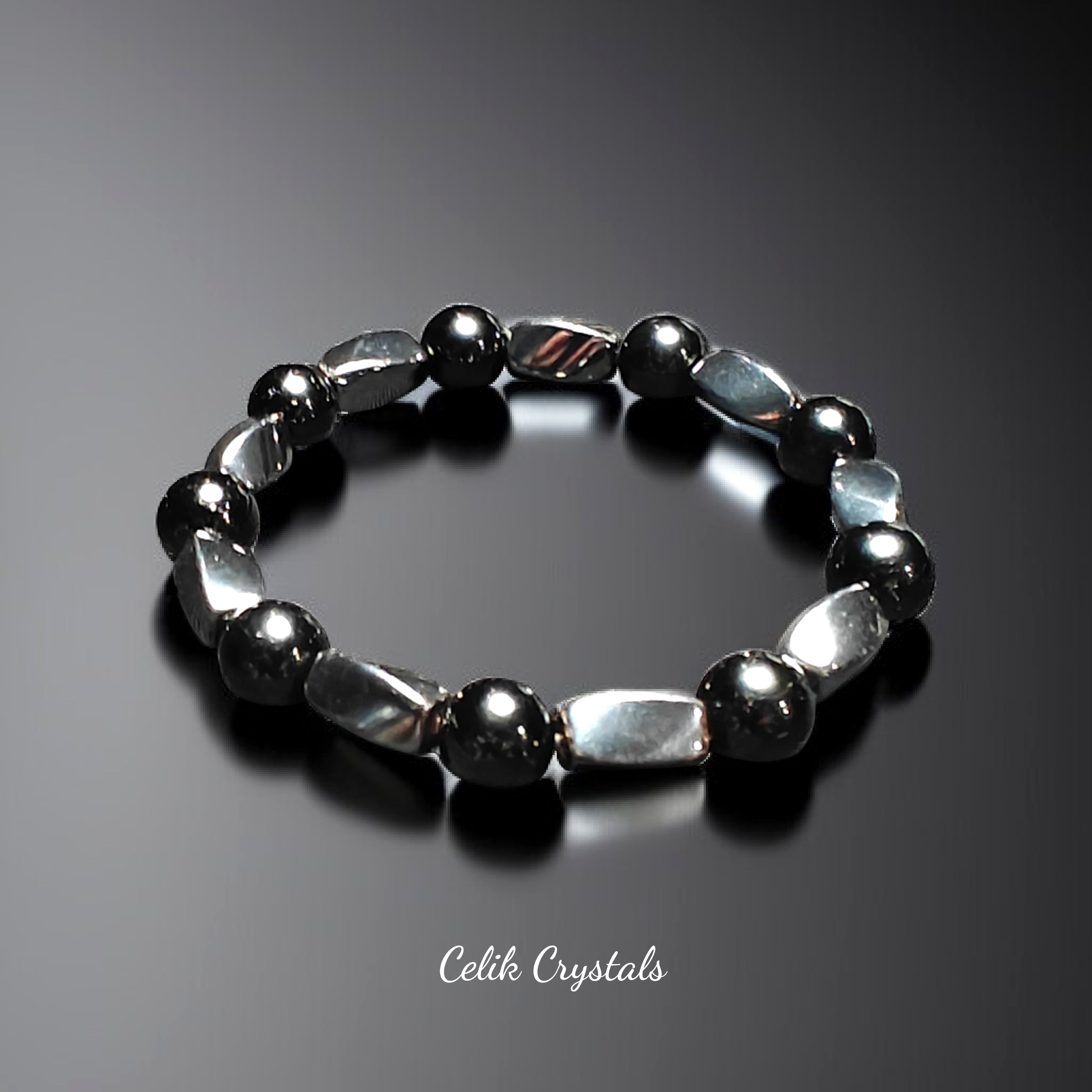 Black Tourmaline Hematite Bracelet 10mm Natural Stones