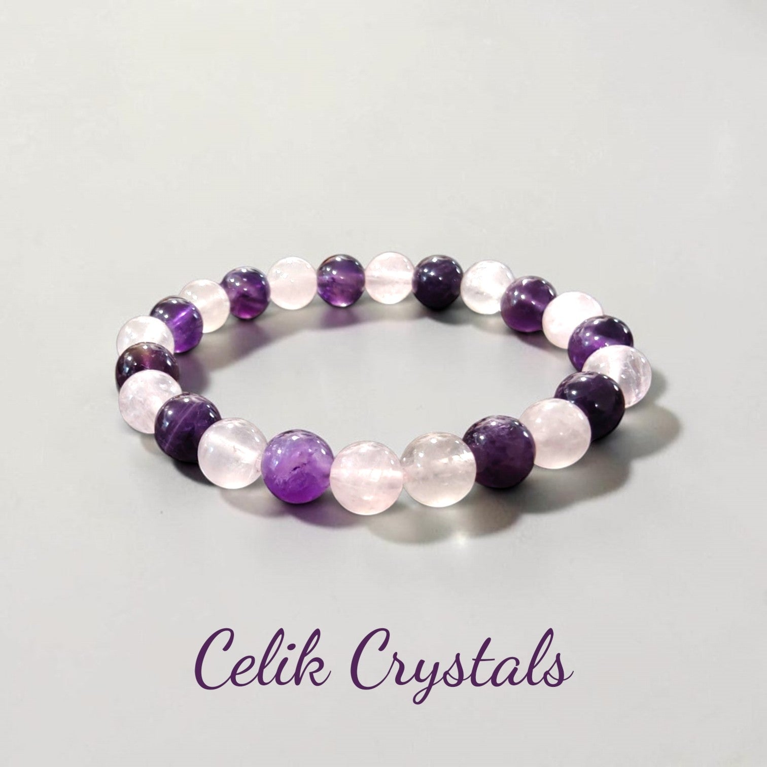 Rose Quartz Amethyst Bracelet 8mm