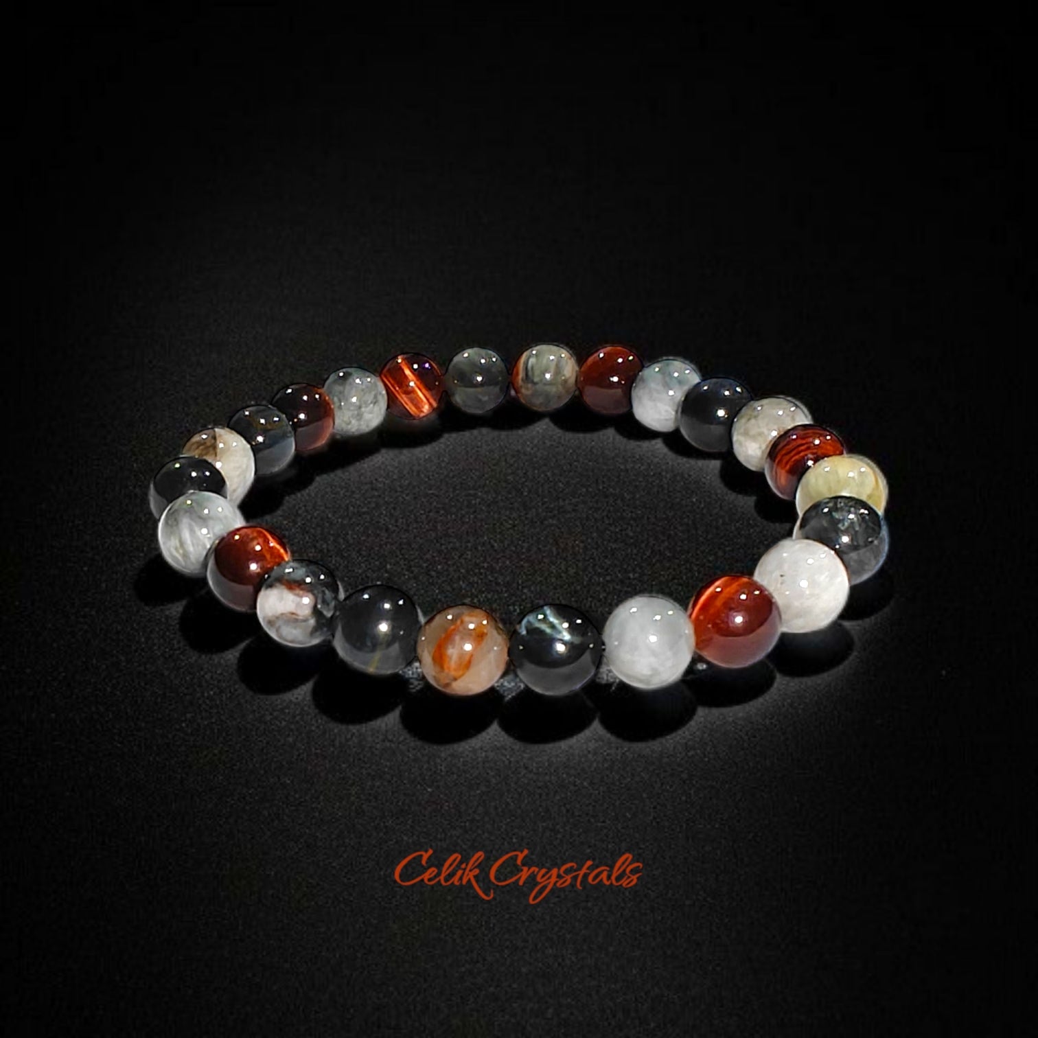 Eagle Eye And Tiger Eye Bead Bracelet Natural Stones 8mm Stretches Unisex Healing Crystal Bracelet