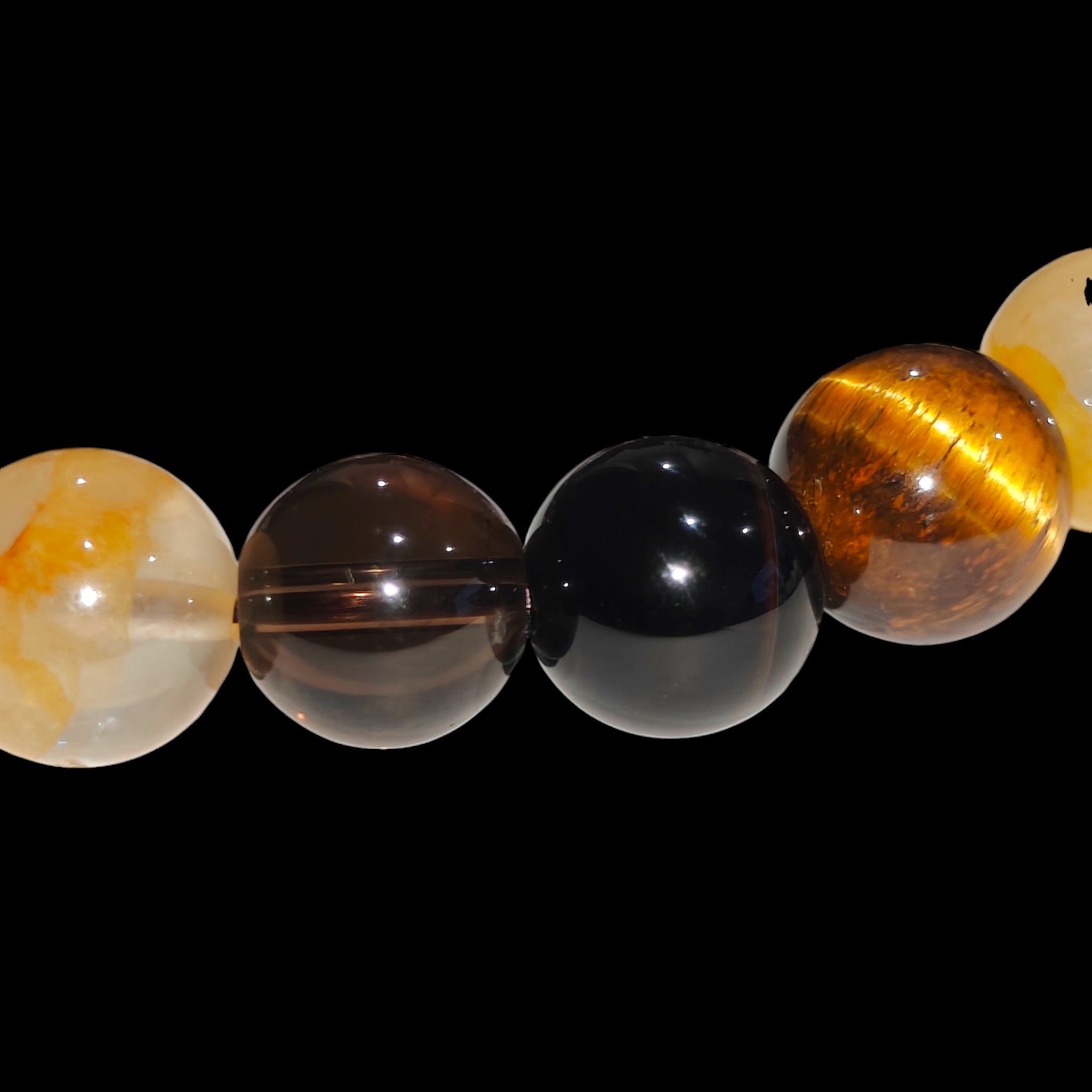 Smoky Quartz, Golden Healer Quartz, Tiger Eye Bracelet Natural Stones