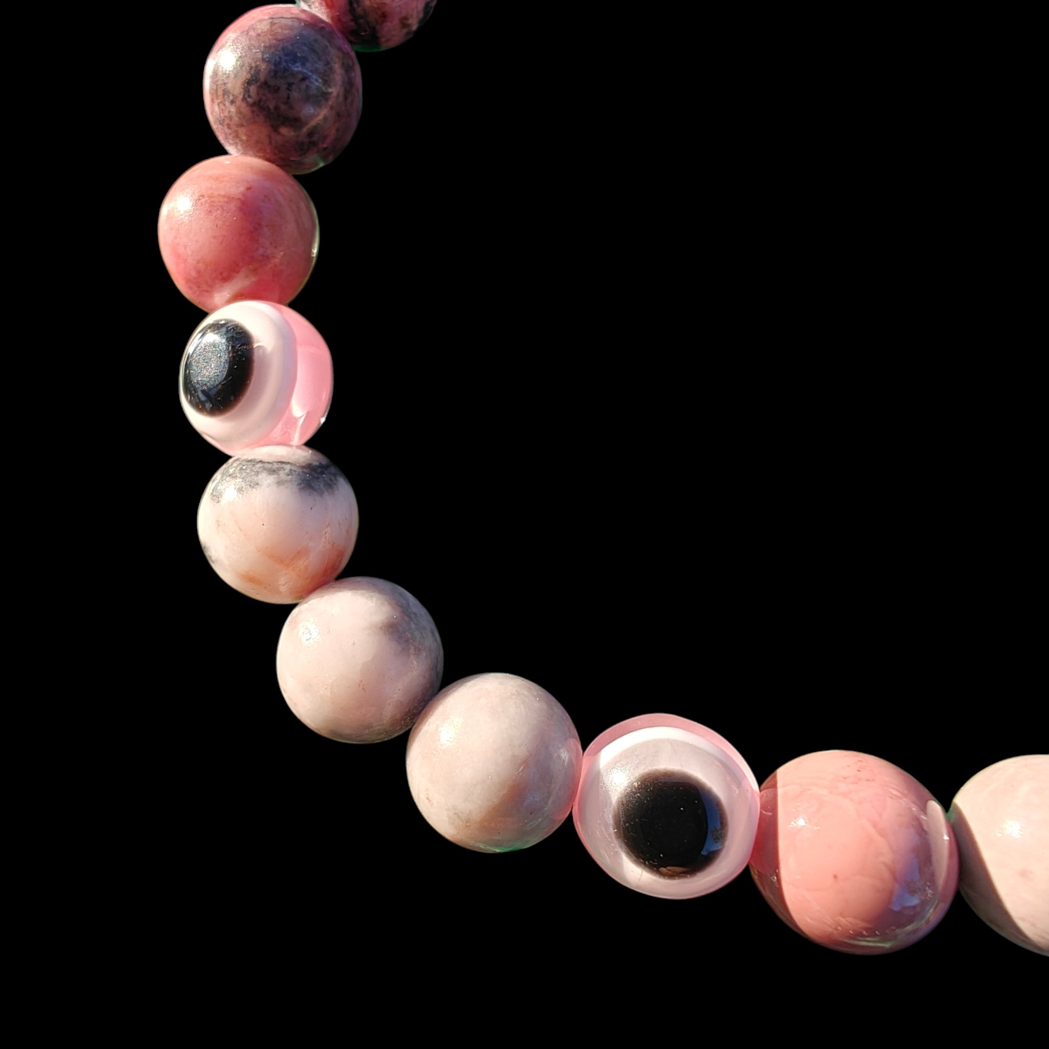 Pink Evil Eye Stretch Bead Bracelet 8mm