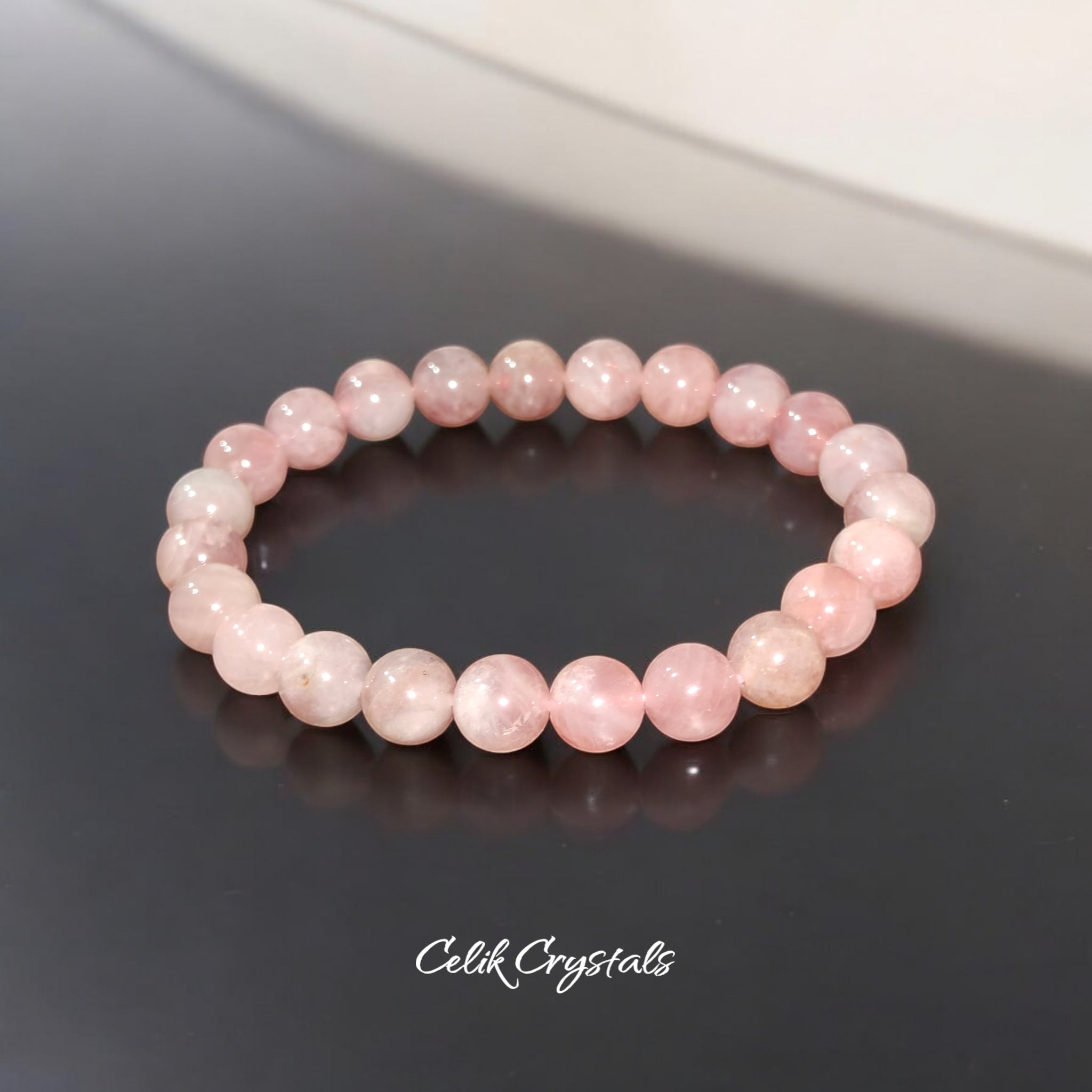 Lavender Rose Quartz Bracelet Natural Stones 8mm Stretches Bead Bracelet