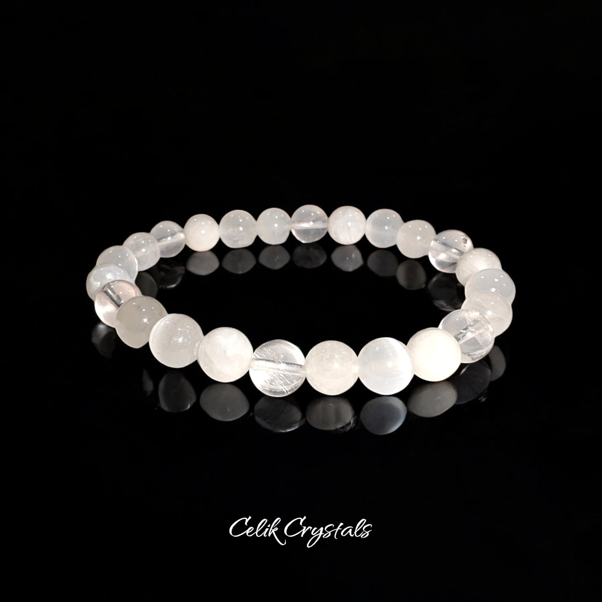 Selenite and White Quartz Bracelet Natural Stones