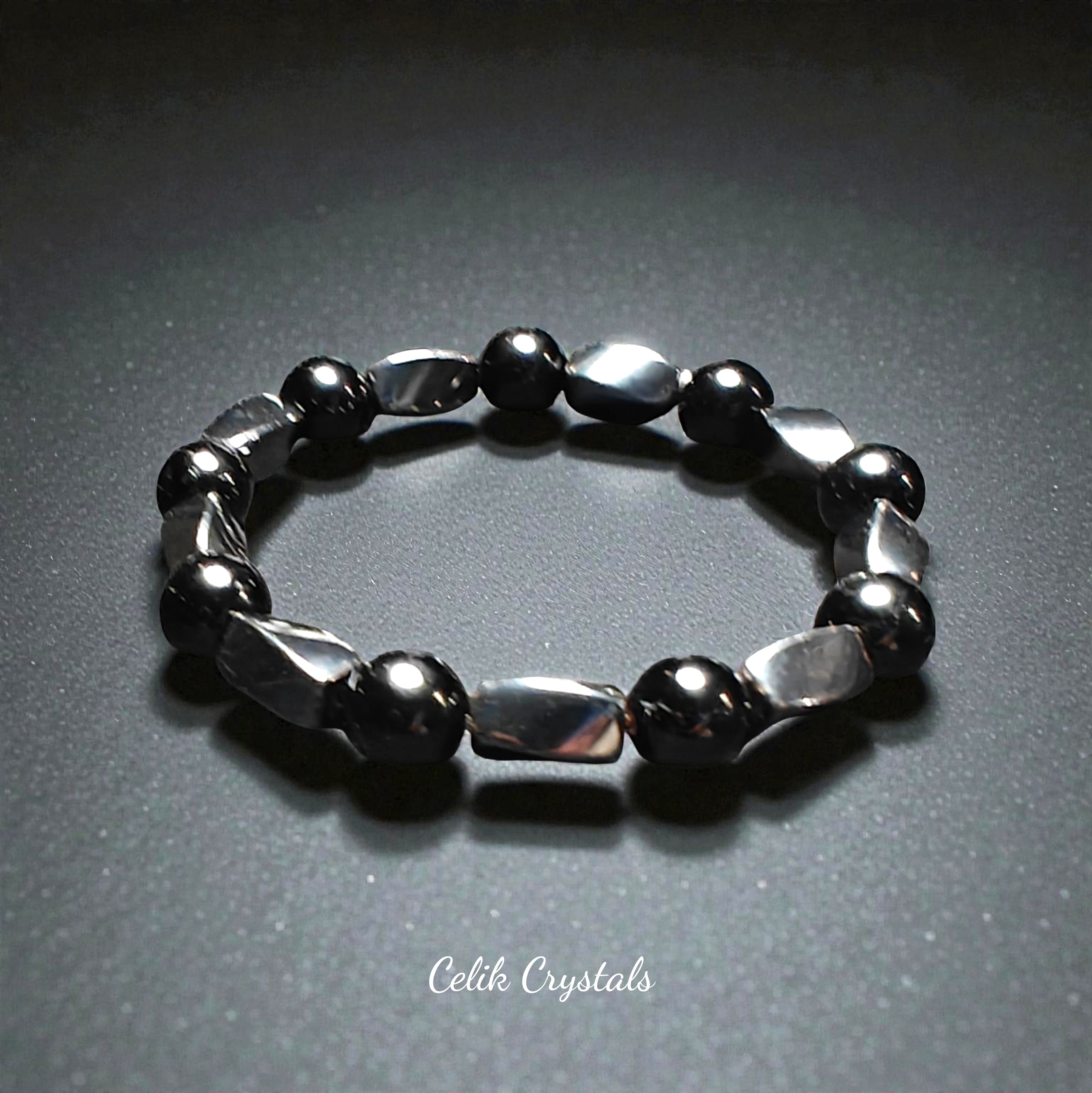 Black Tourmaline Hematite Bracelet 10mm Natural Stones