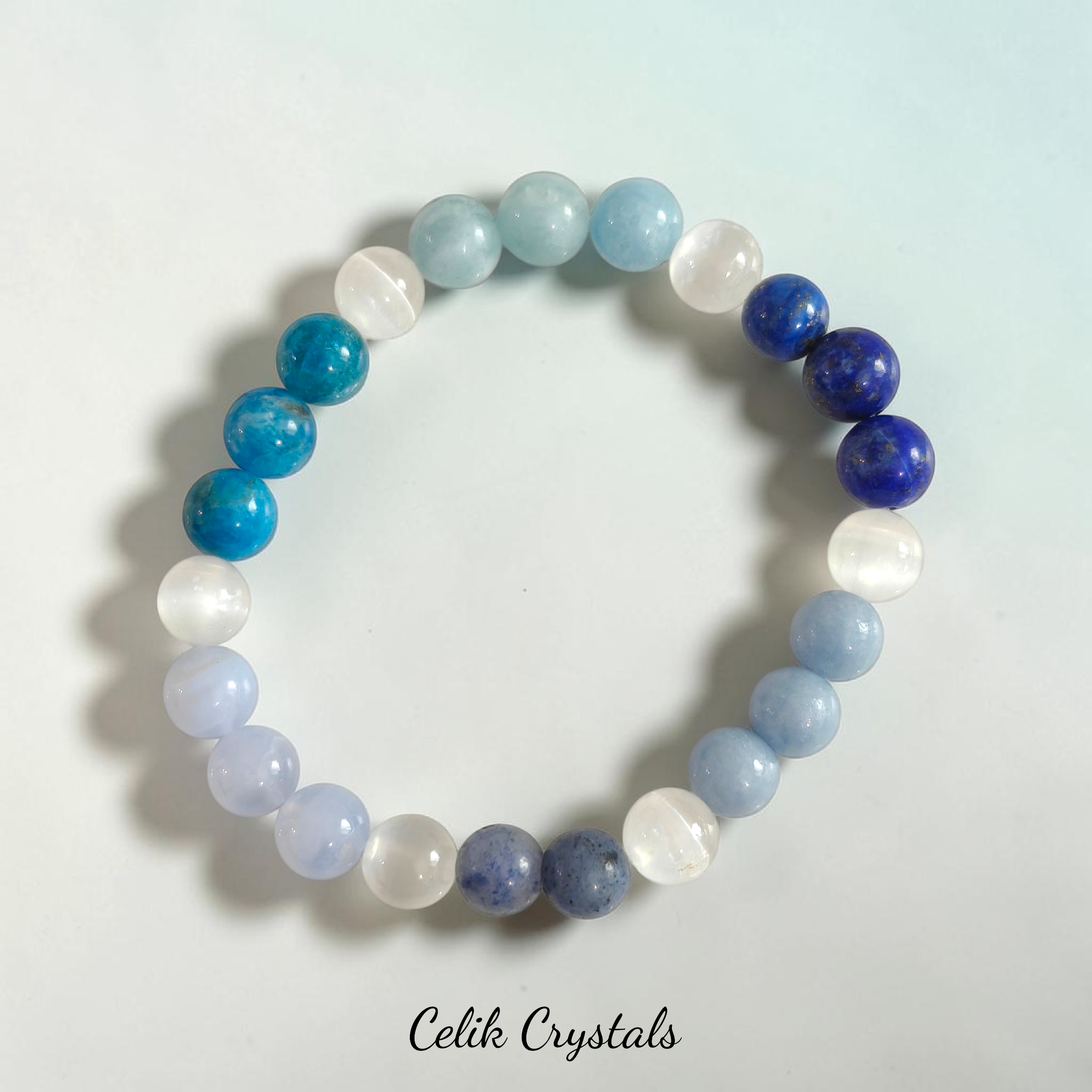 Aquamarine Blue Lace Agate Bracelet 8mm