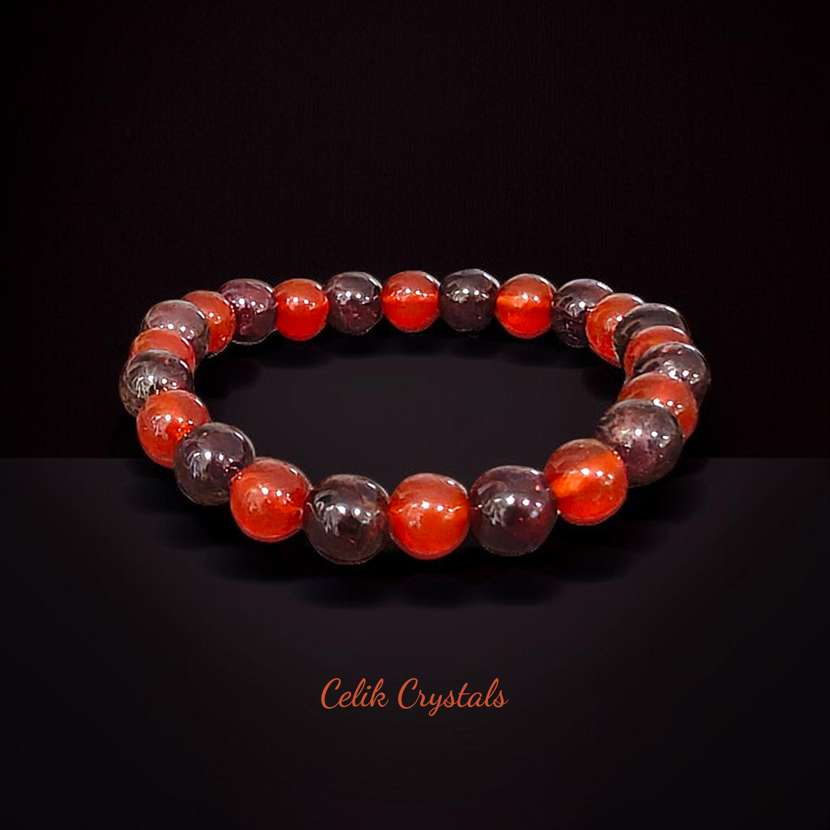Garnet and Carnelian Bracelet 8mm Unisex