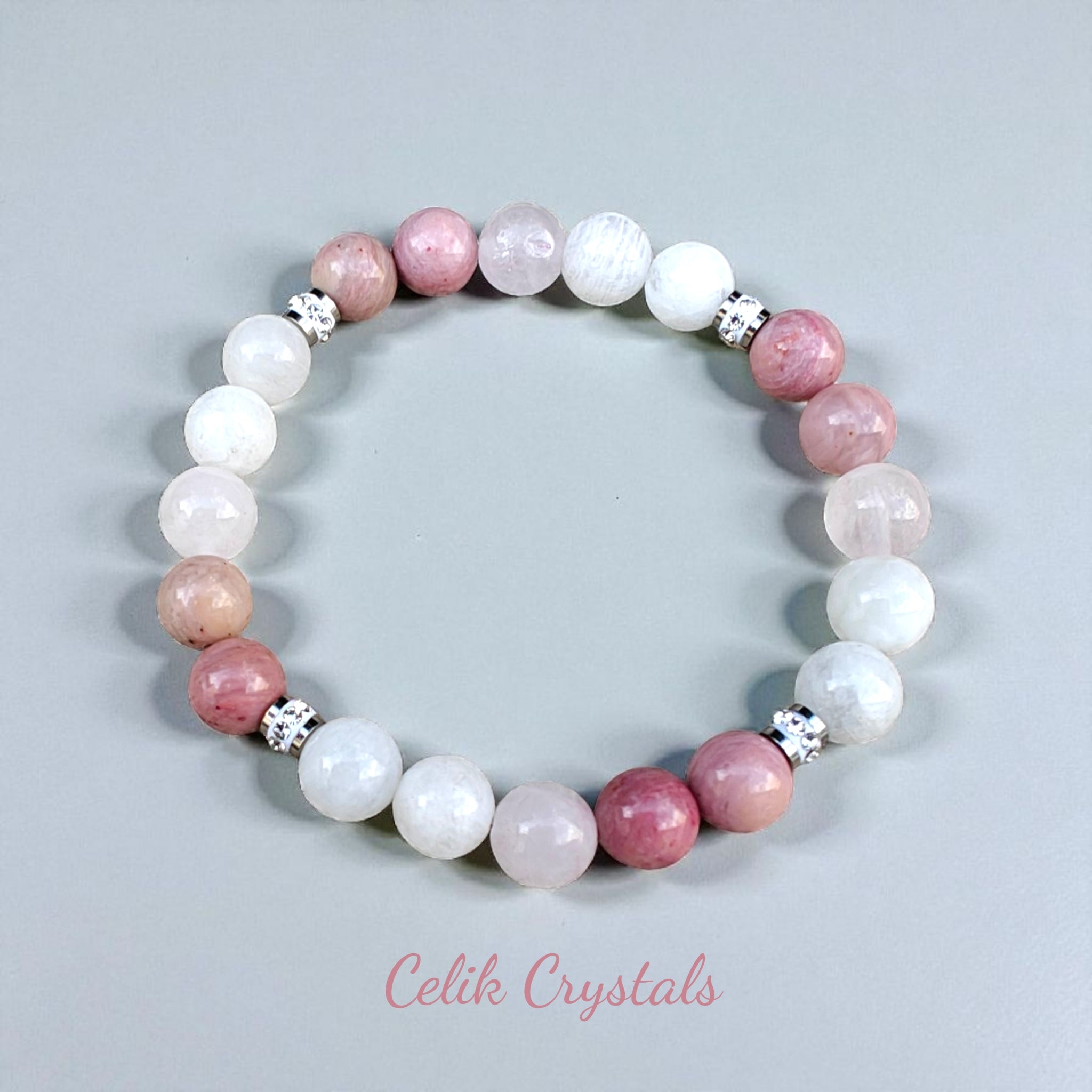 Rose Quartz Bracelet with Rhodonite and Moonstone