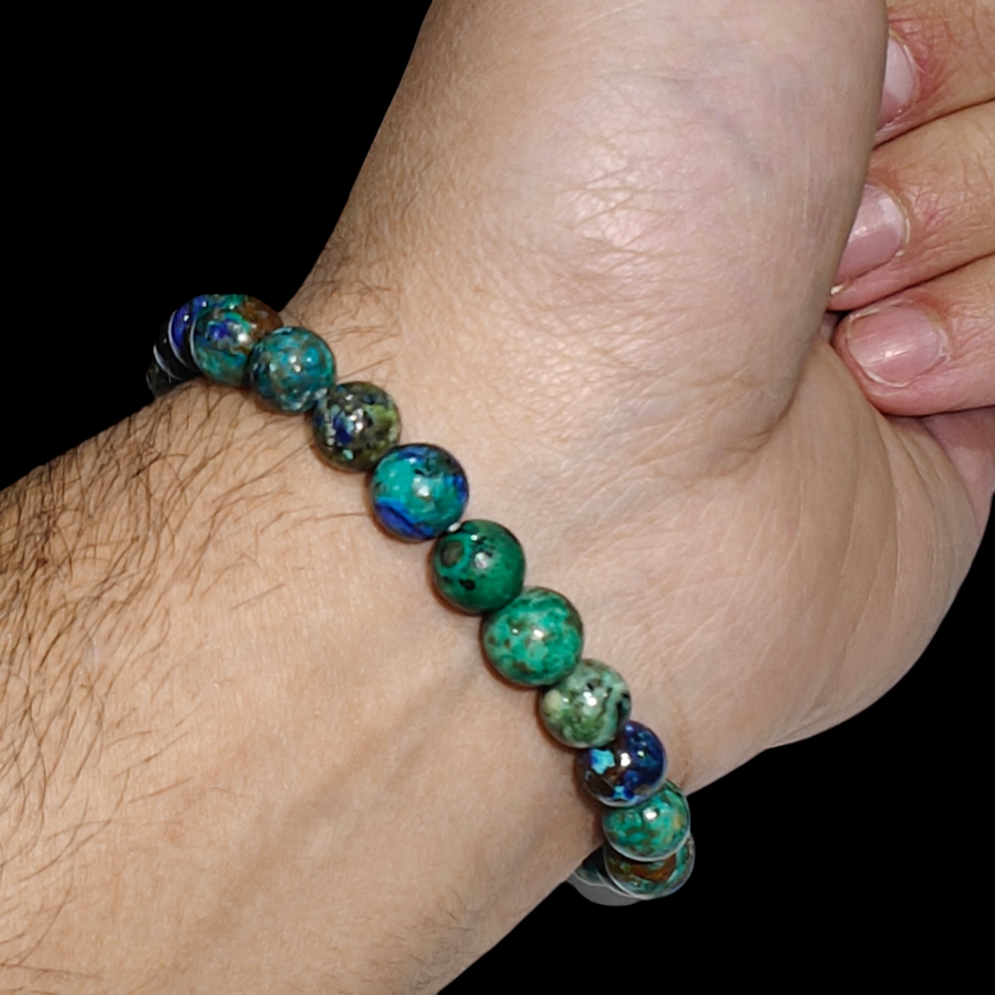 Genuine Azurite Bracelet 7-8mm Crystal Beads Authentic Stones