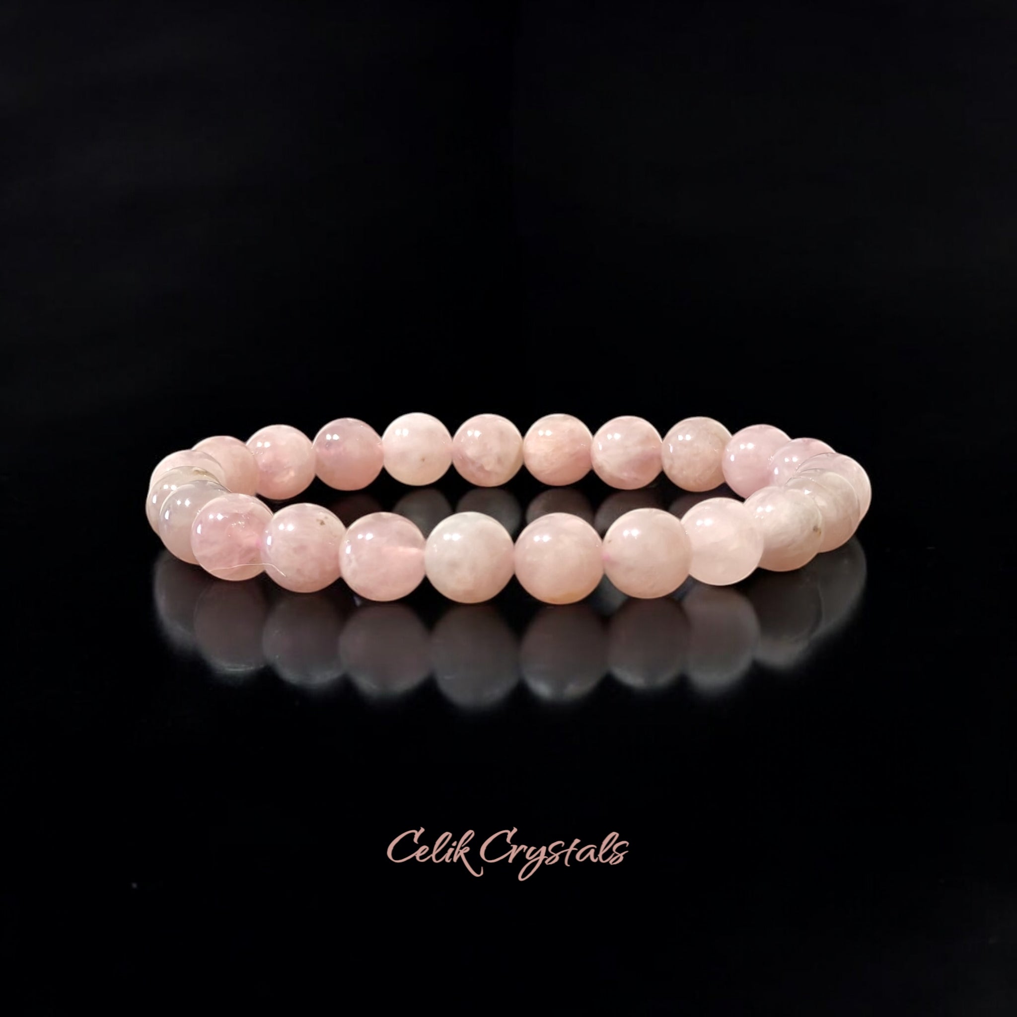 Lavender Rose Quartz Bracelet Natural Stones 8mm Stretches Bead Bracelet
