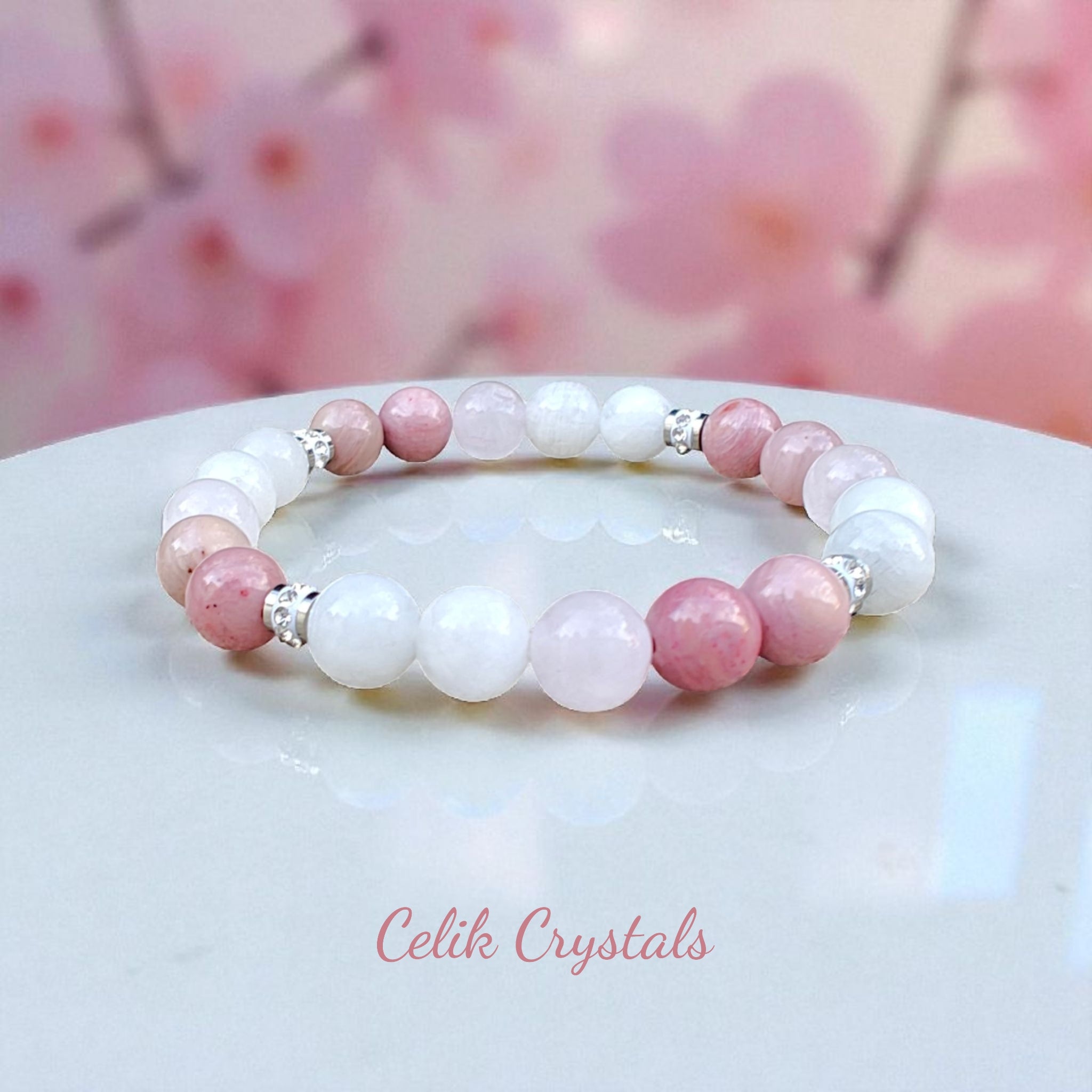 Rose Quartz Bracelet with Rhodonite and Moonstone