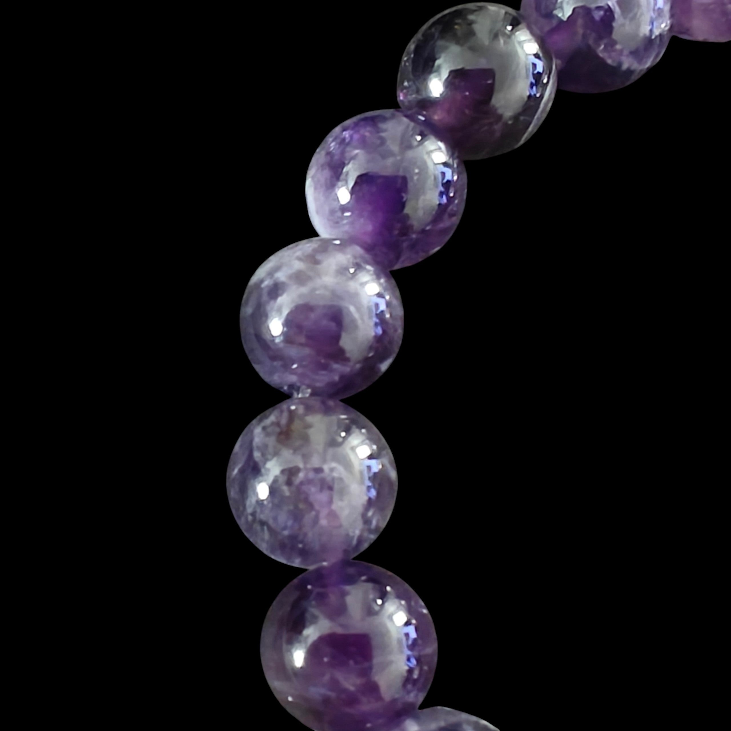 Amethyst Clear Quartz Evil Eye Bracelet 8mm