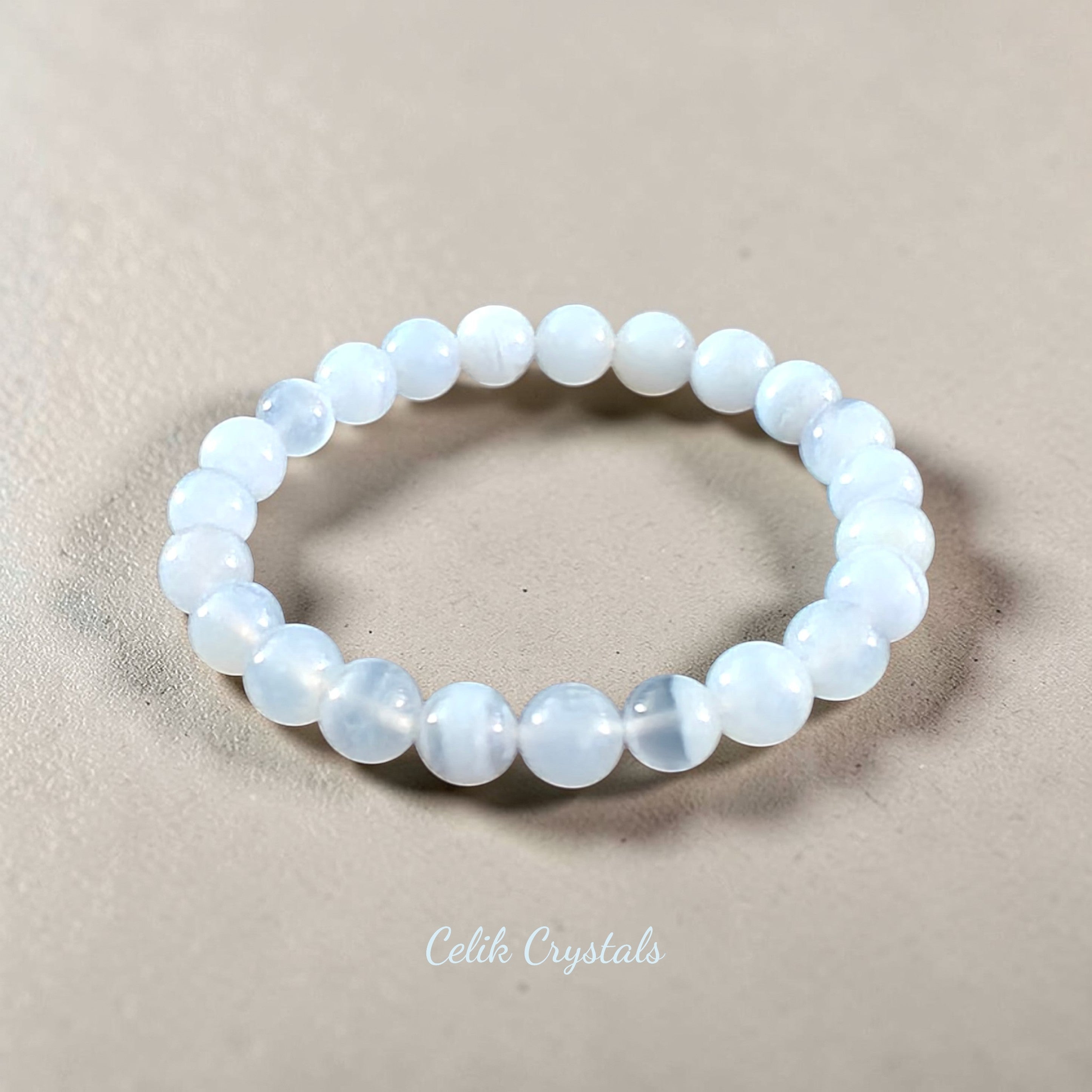 Blue Lace Agate Bracelet 8mm Unisex