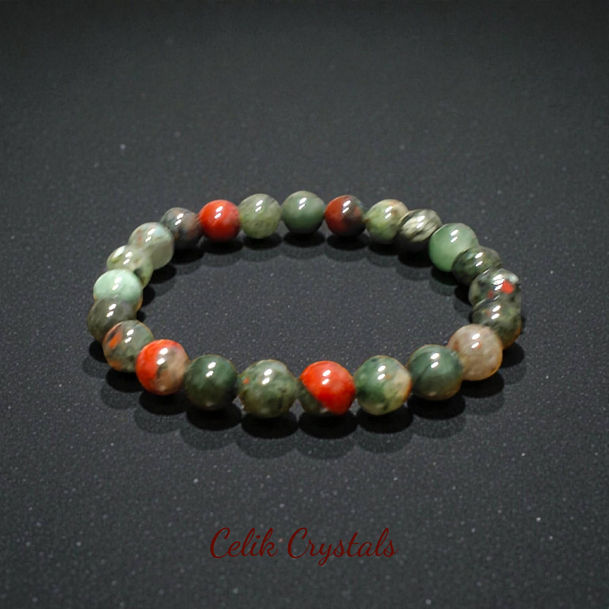 African Bloodstone Jasper Bracelet 8mm Unisex