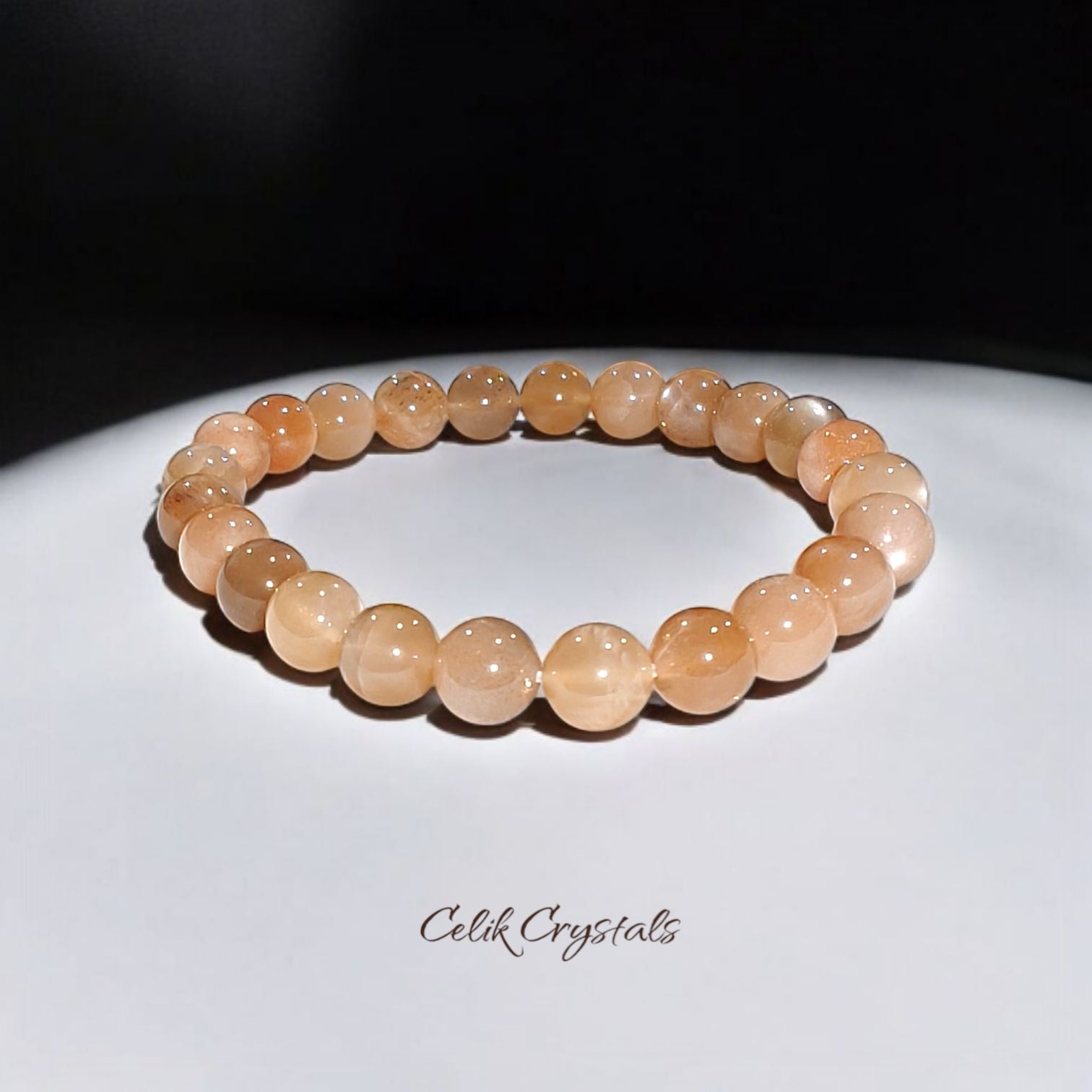 Peach Moonstone Bracelet for Women Authentic Stones Stretches 8mm Healing Bracelet
