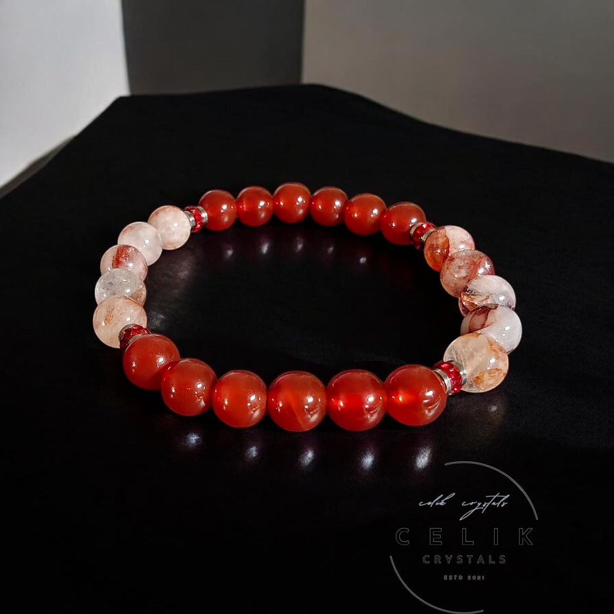 Fire Quartz Carnelian Bracelet 8mm Unisex