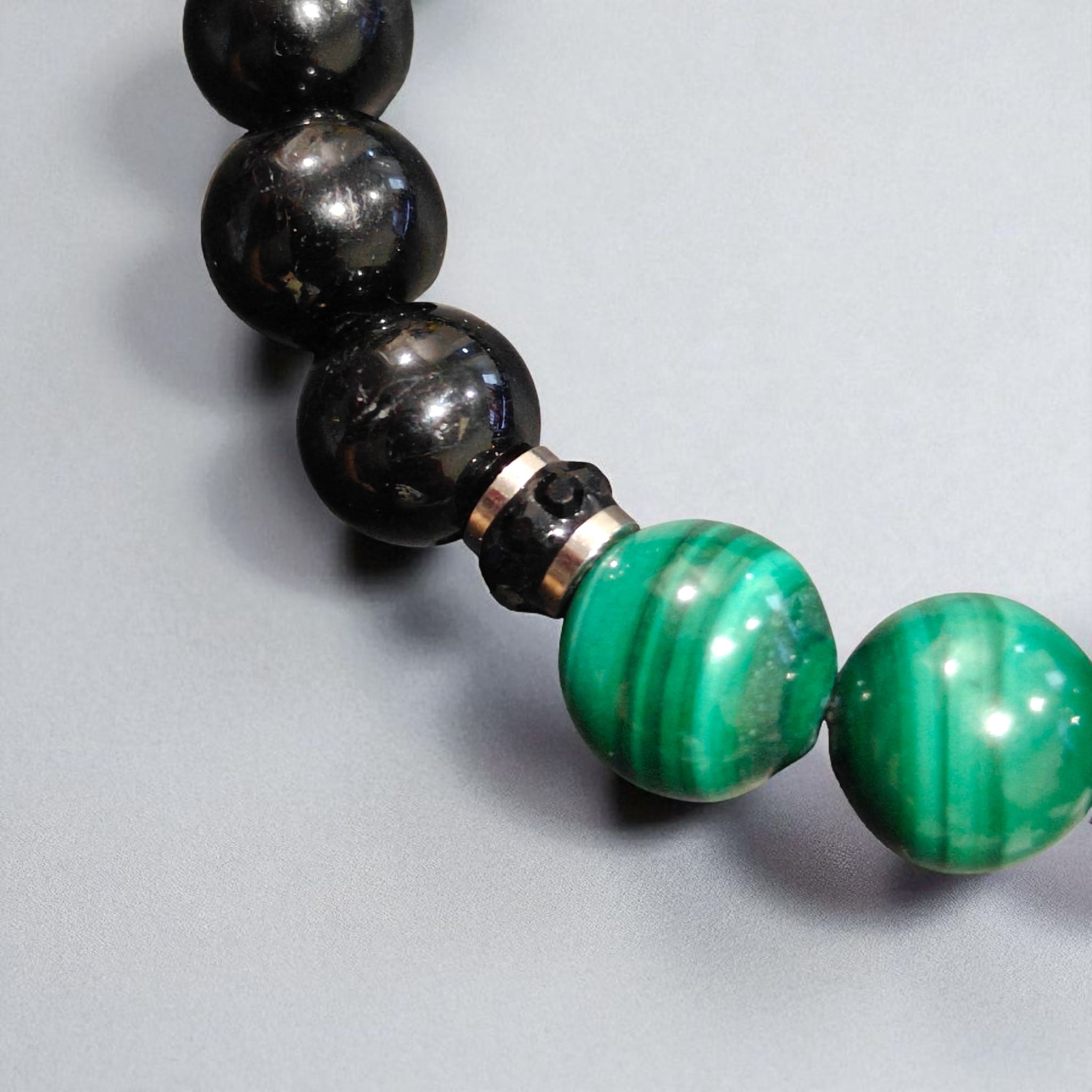 Malachite and Black Tourmaline Bracelet